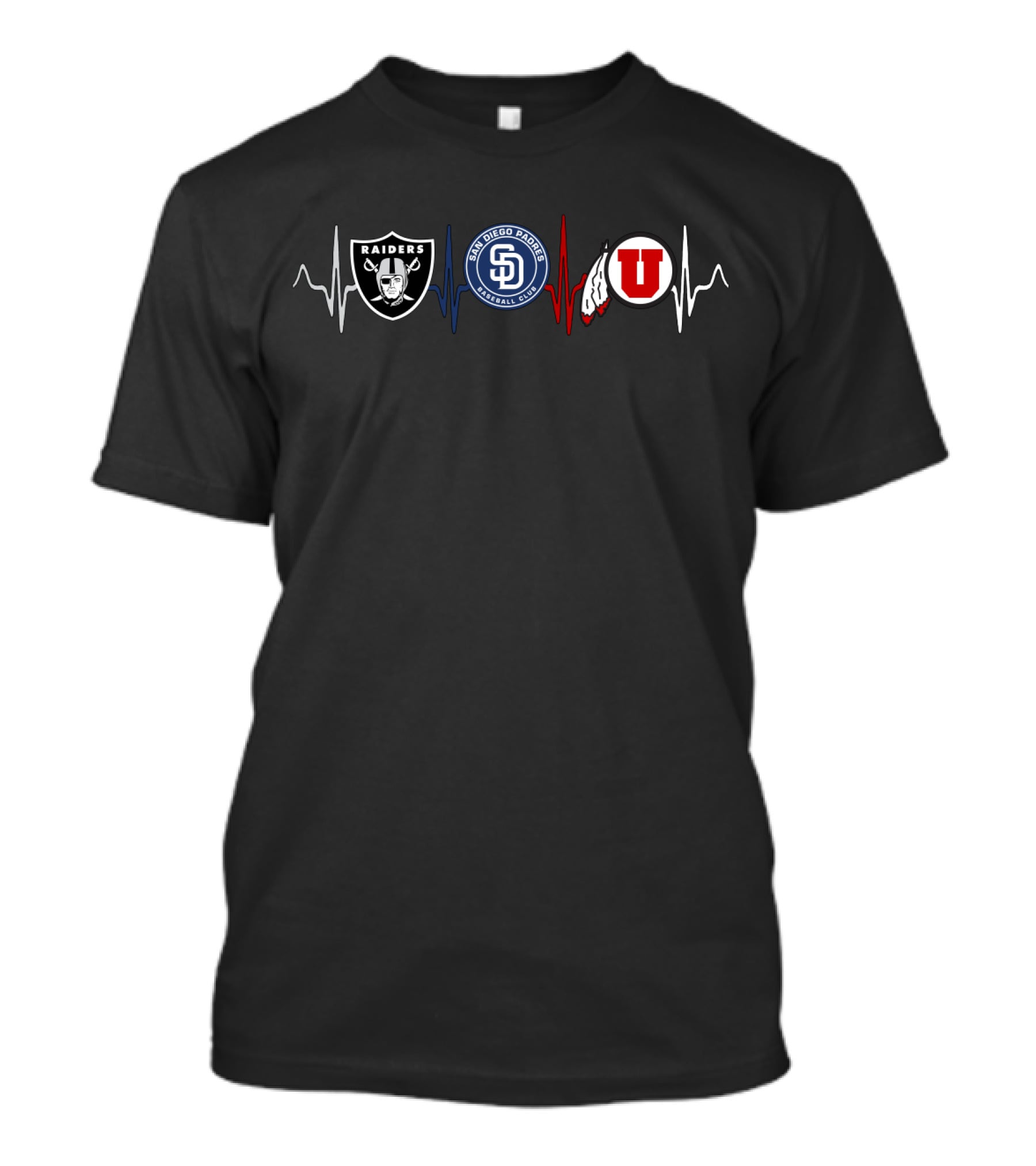 Las Vegas Raiders San Diego Padres Utah Utes Heartbeat T-Shirt