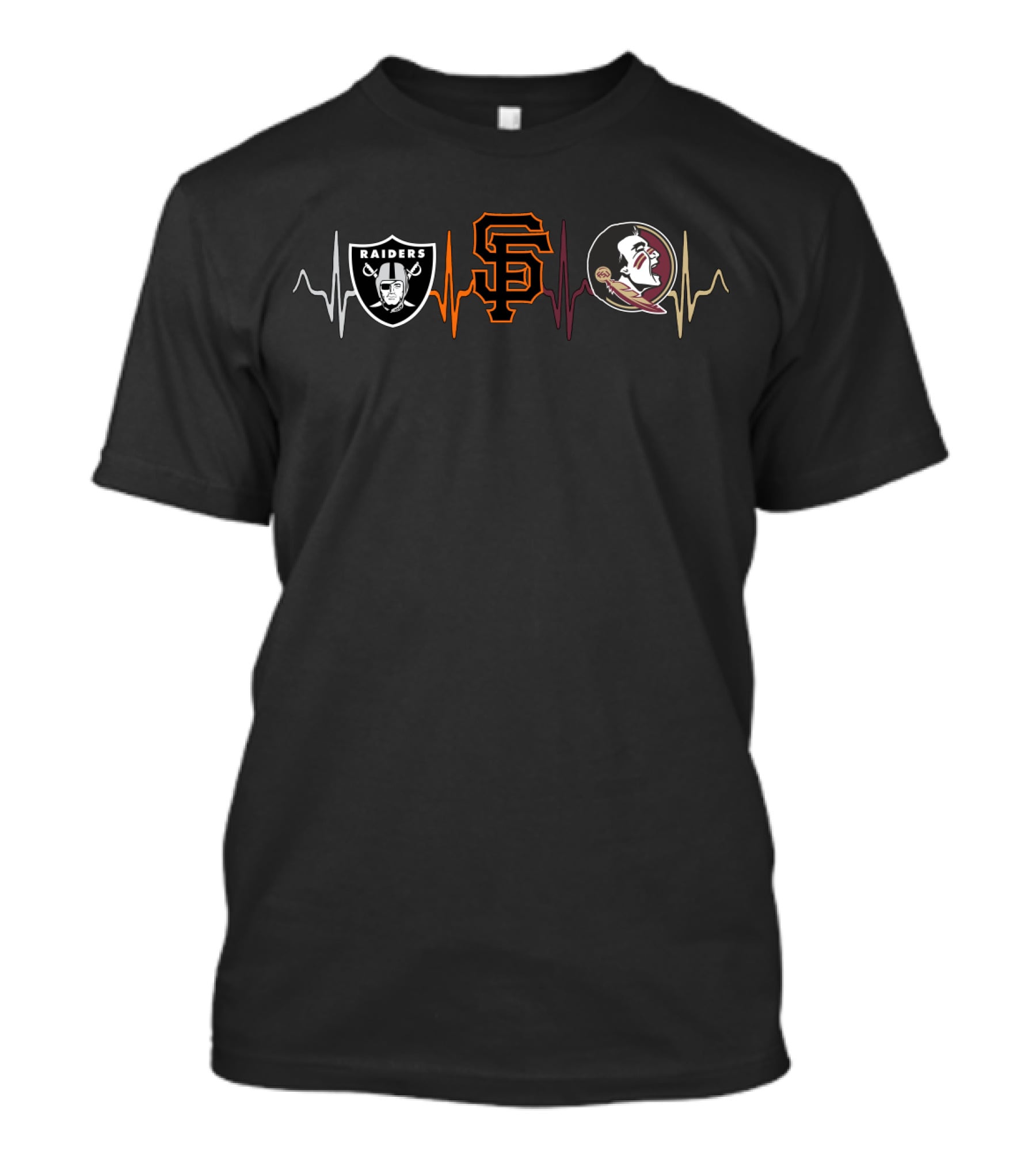 Raiders Giants Semper Fi Fss Heartbeat T-Shirt
