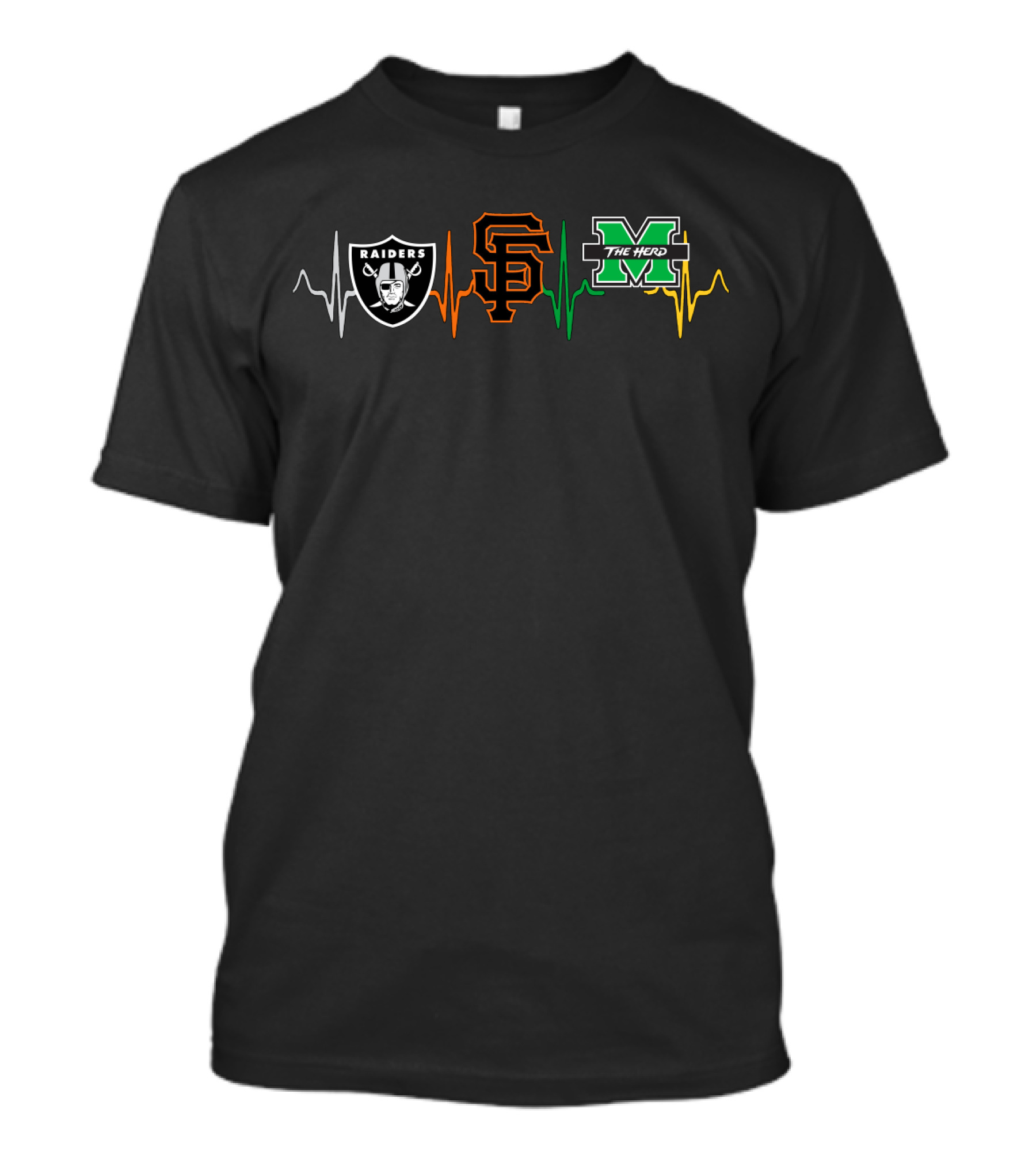 Raiders Giants The Herd Mth Heartbeat T-Shirt