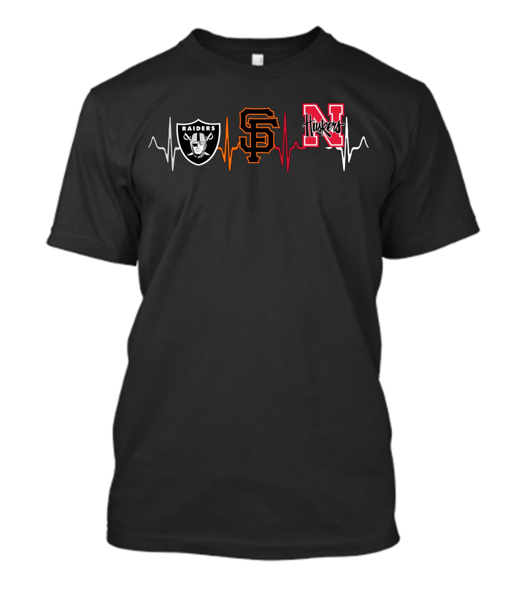 Raiders Sf Giants Nebraska Huskers Heartbeat T-Shirt