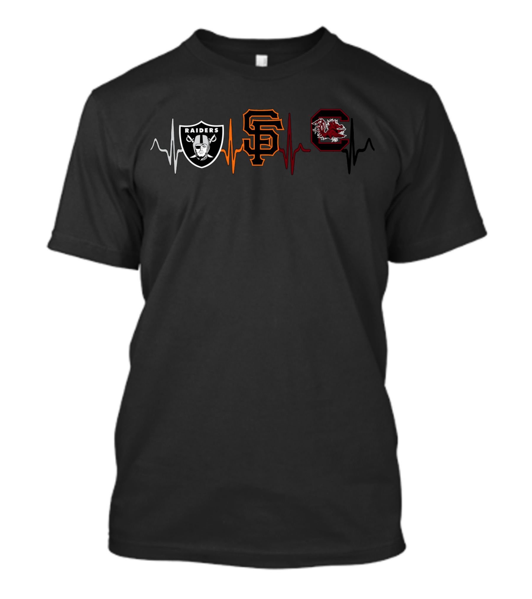 Raiders Giants Scg Heartbeat Logo Combination T-Shirt