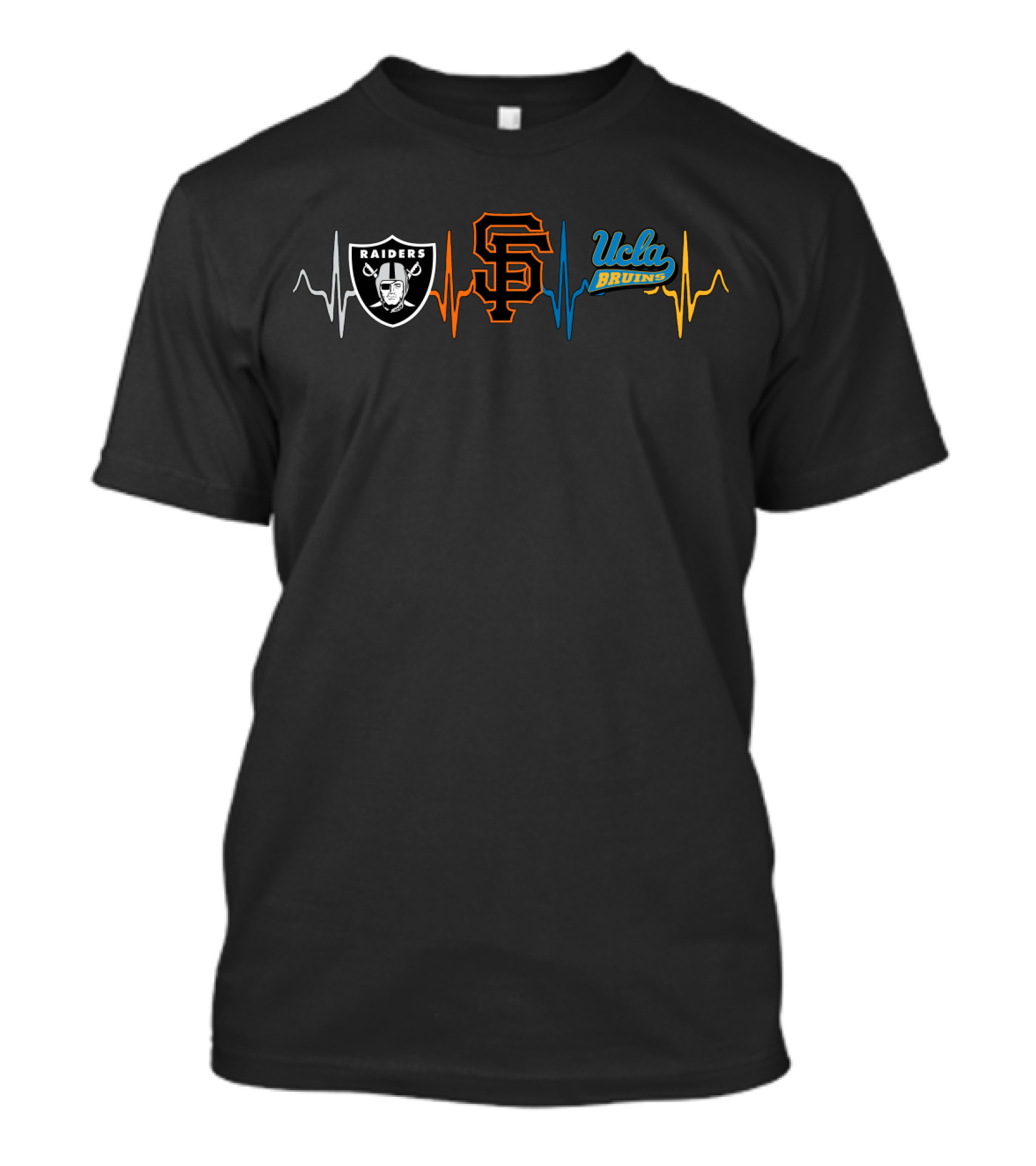 Raiders Giants Ucla Bruins Heartbeat T-Shirt