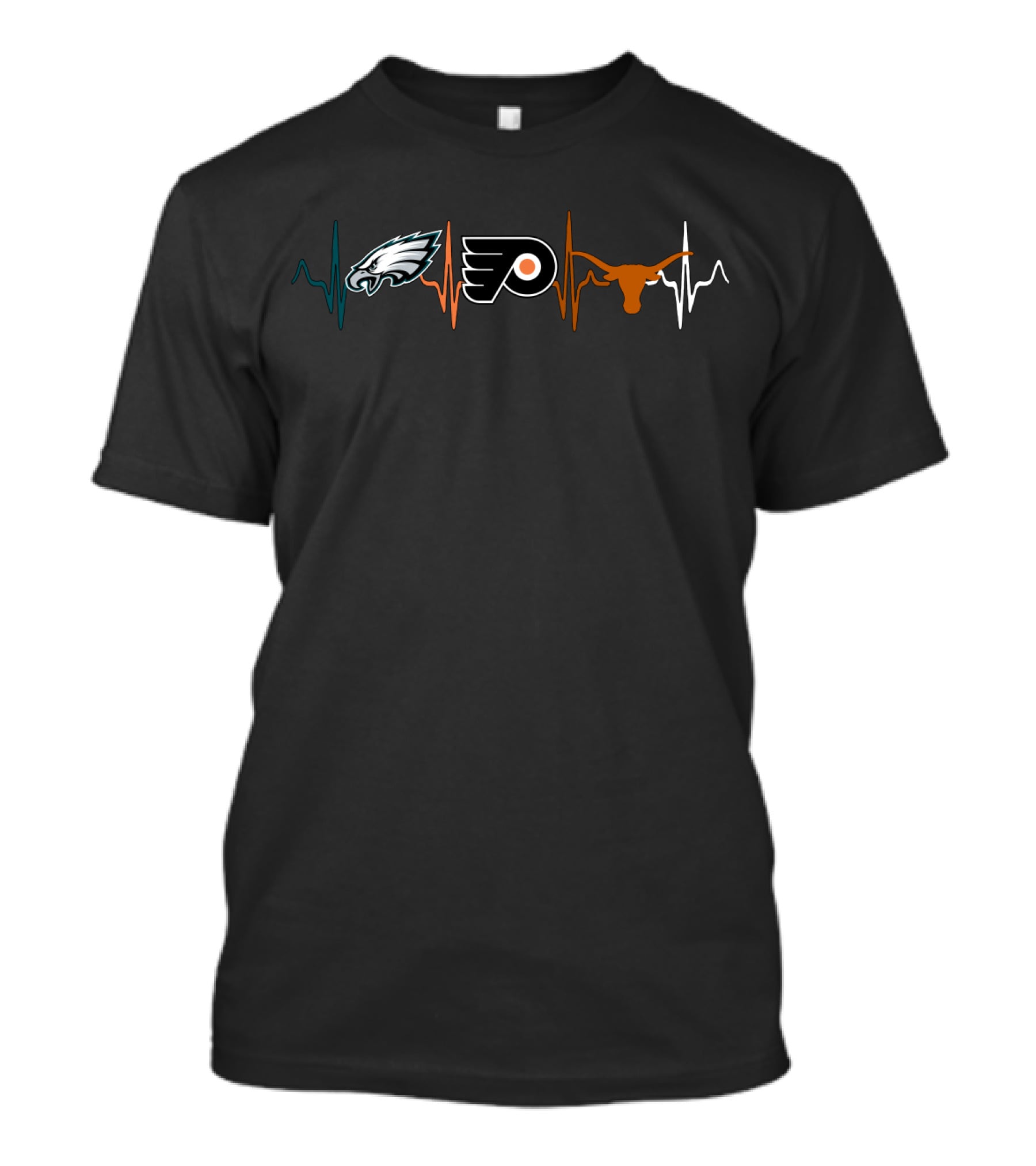 Philadelphia Eagles Flyers Texas Longhorns Heartbeat T-Shirt