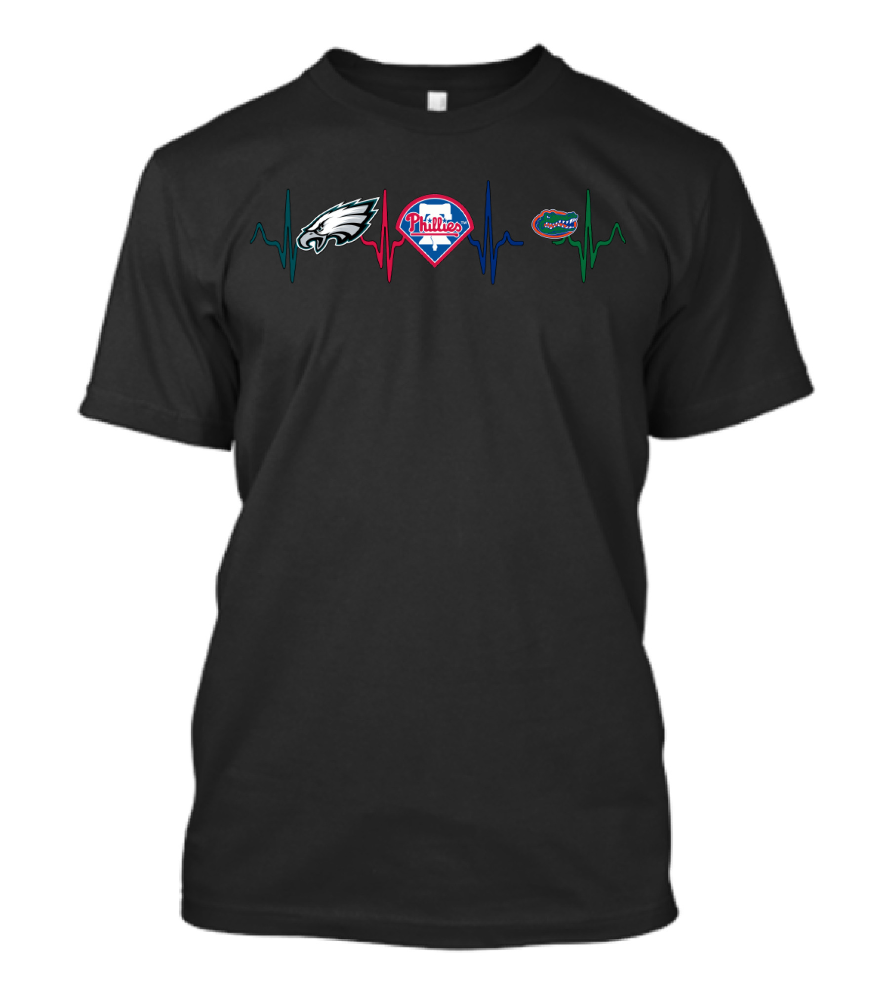Eagles Phillies Gators Heartbeat Logo Tradition T-Shirt