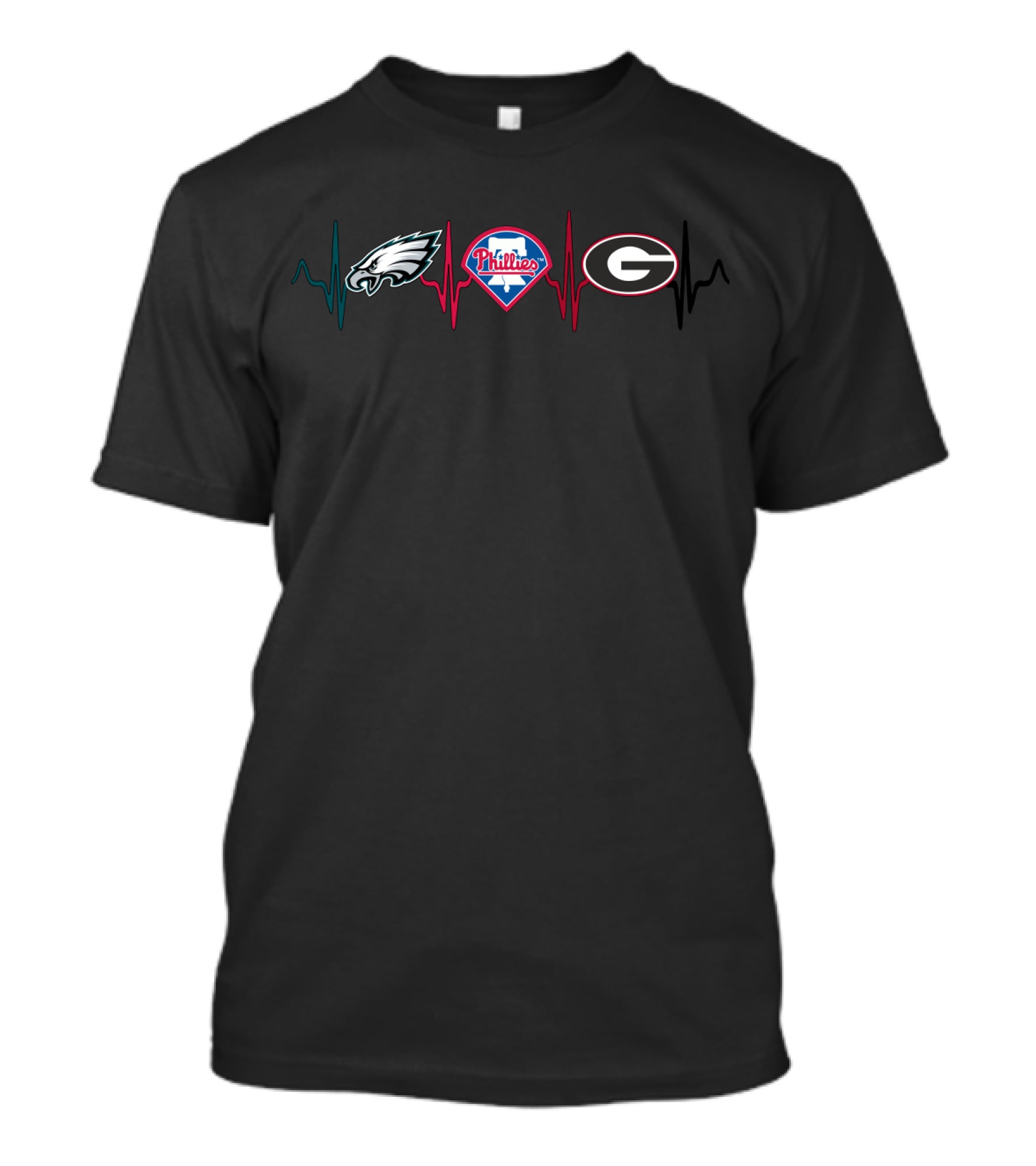 Love Eagles Phillies Heartbeat With Georgia Bulldogs T-Shirt