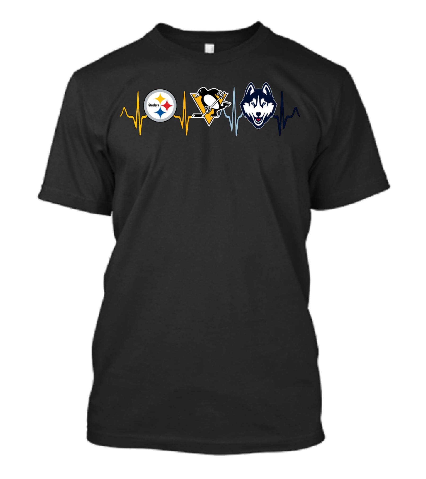 Steelers Penguins Huskies Heartbeat T-Shirt