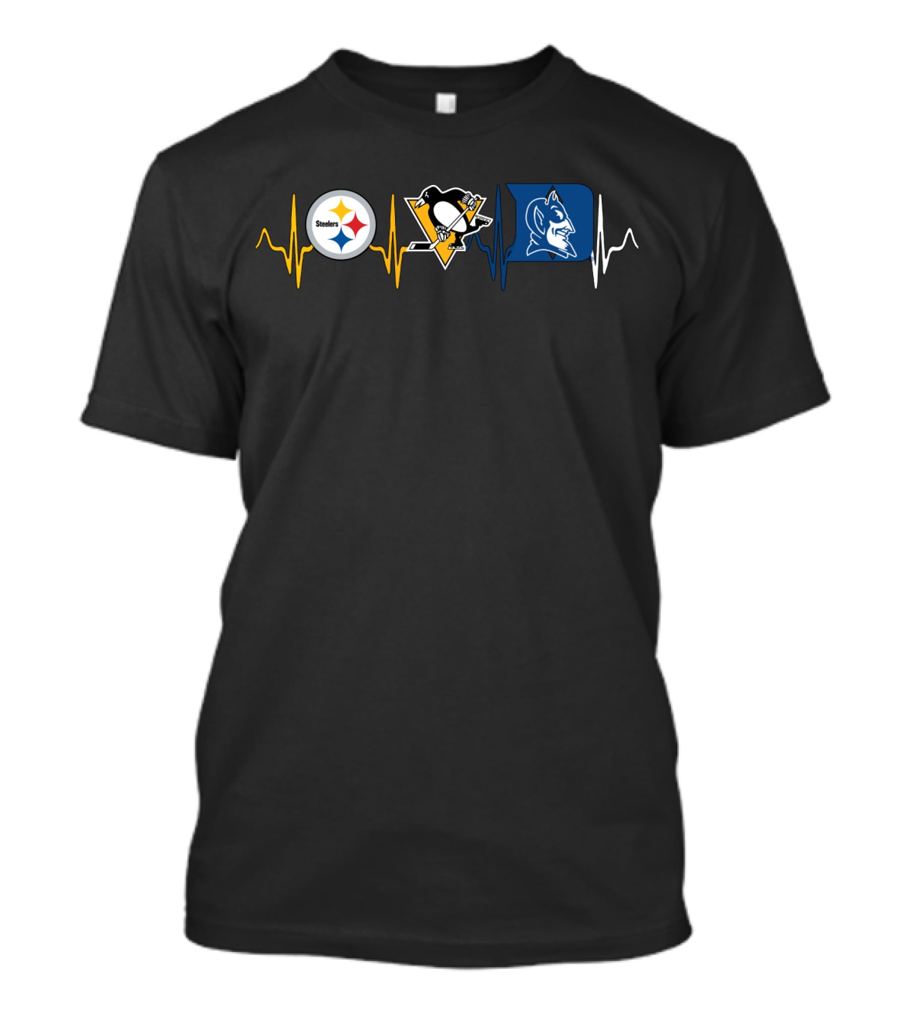 Steelers Penguins Duke Blue Devils Heartbeat T-Shirt