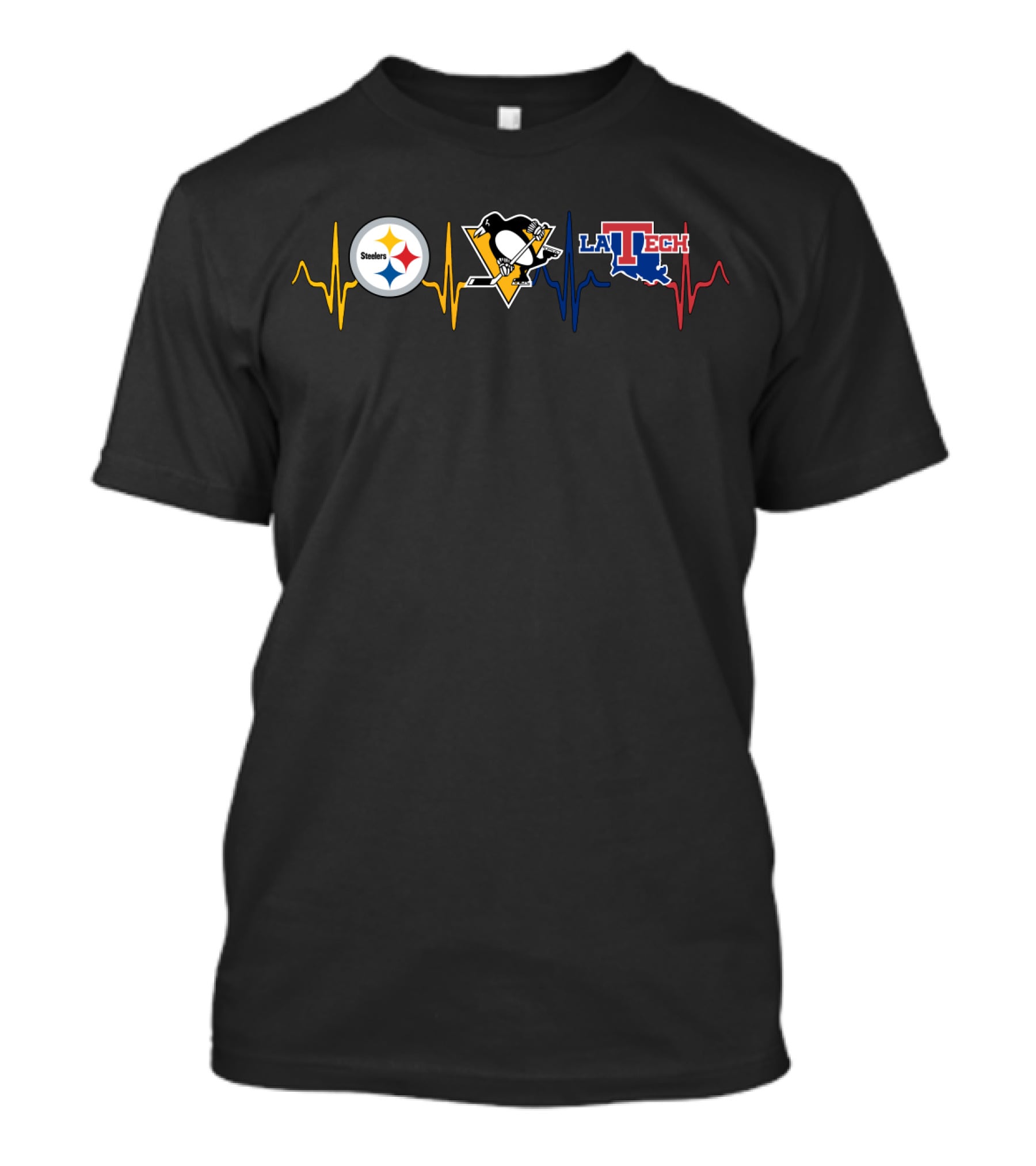 Steelers Penguins Louisiana Tech Heartbeat T-Shirt