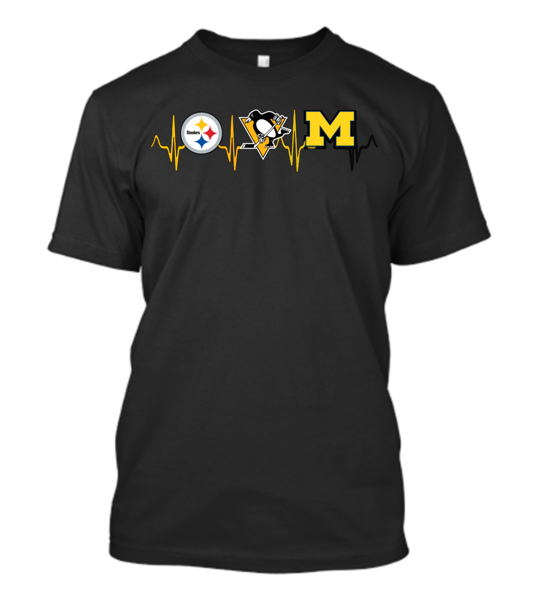 Steelers Penguins Michigan Heartbeat Fan Pride T-Shirt