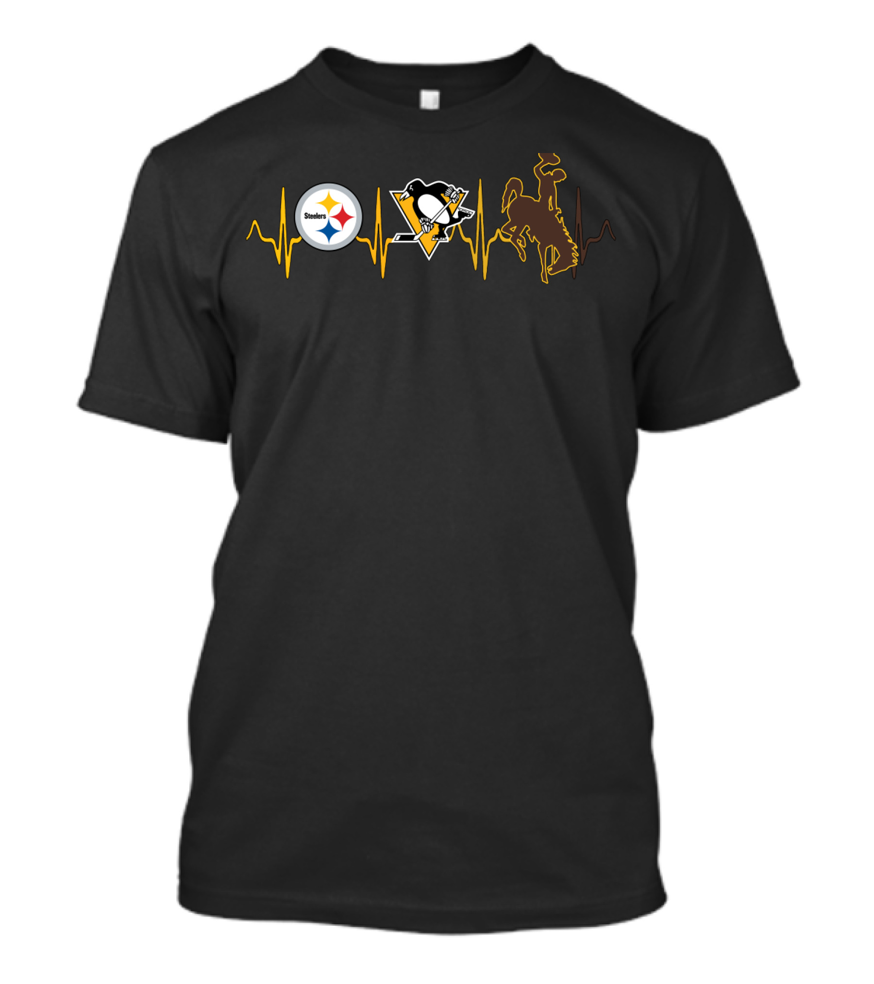 Steelers Penguins Wyoming Cowboys Heartbeat T-Shirt
