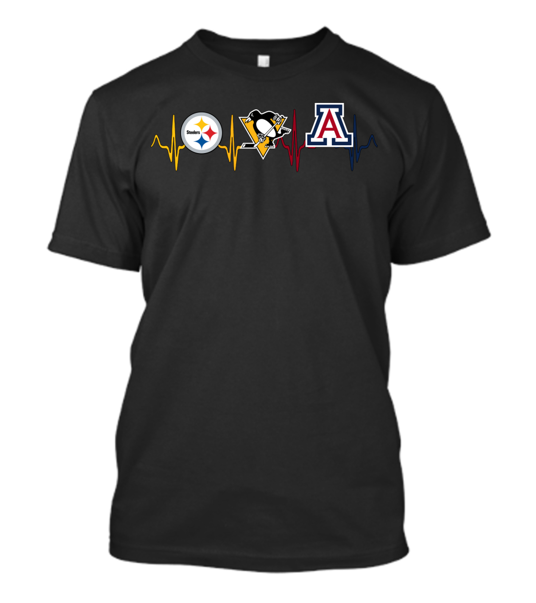 Steelers Penguins Arizona Wildcats Heartbeat T-Shirt