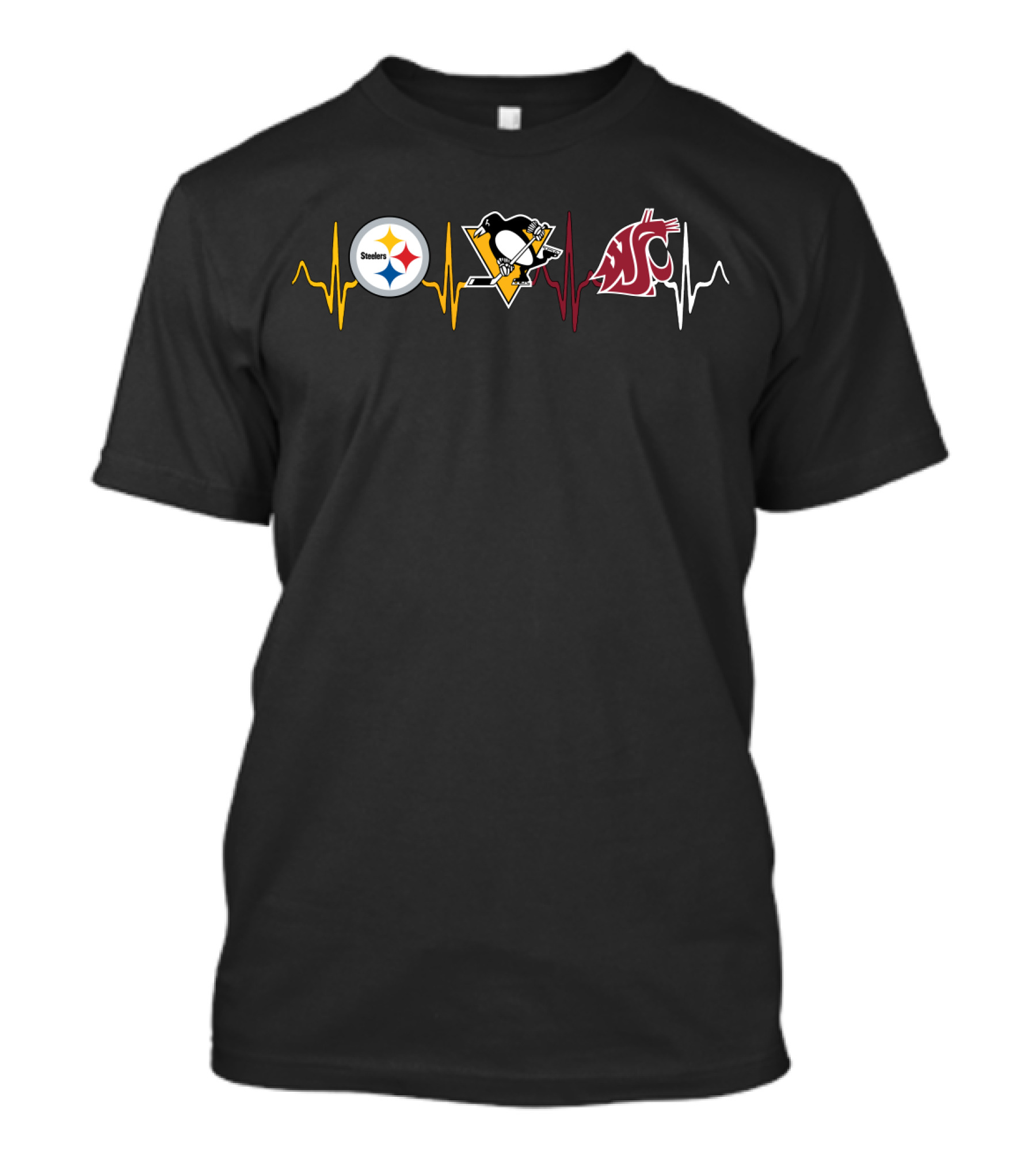 Steelers Penguins Wsc Heartbeat Logo Fan Tribute T-Shirt
