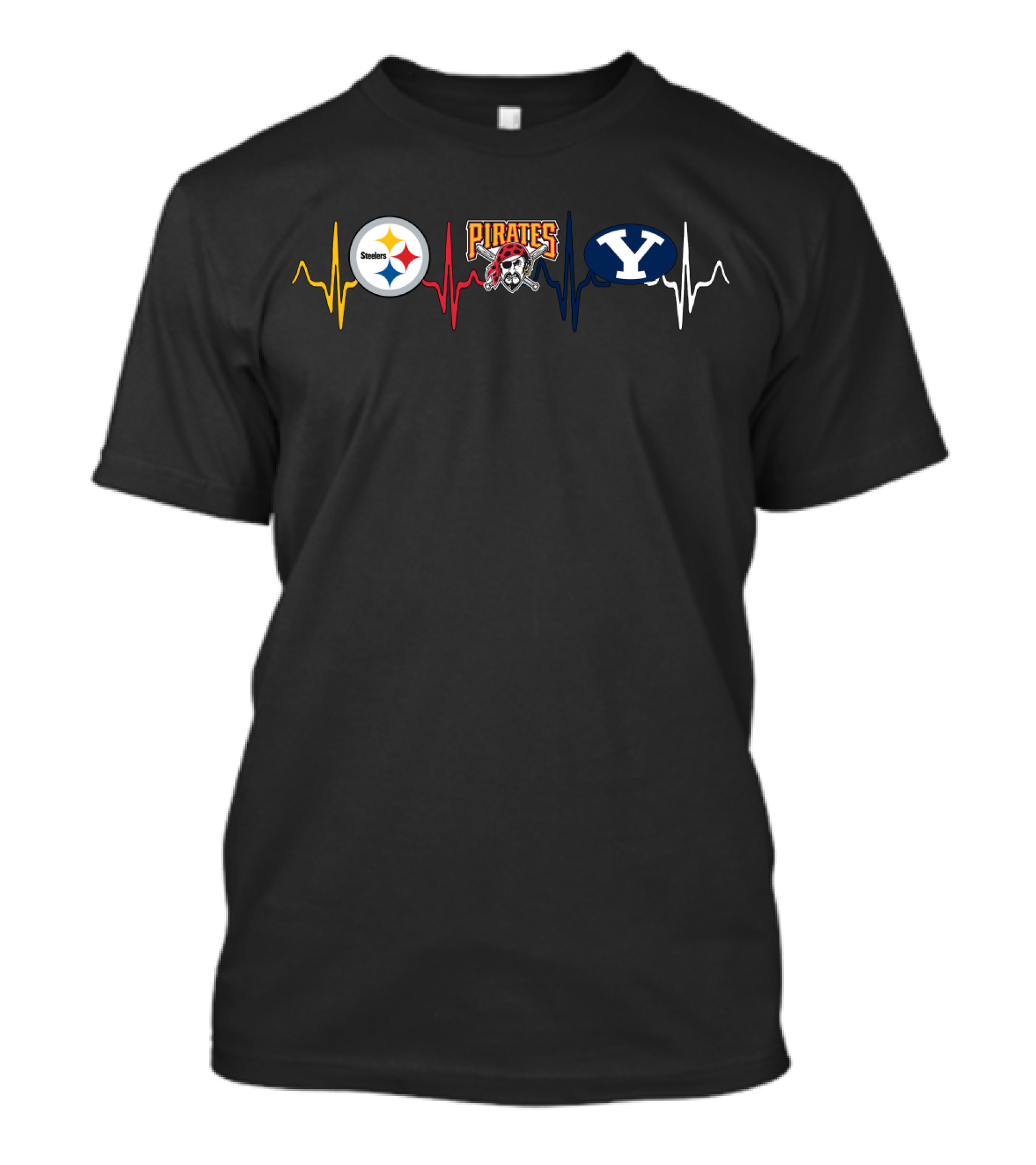 Steelers Pirates Byu Heartbeat Line T-Shirt