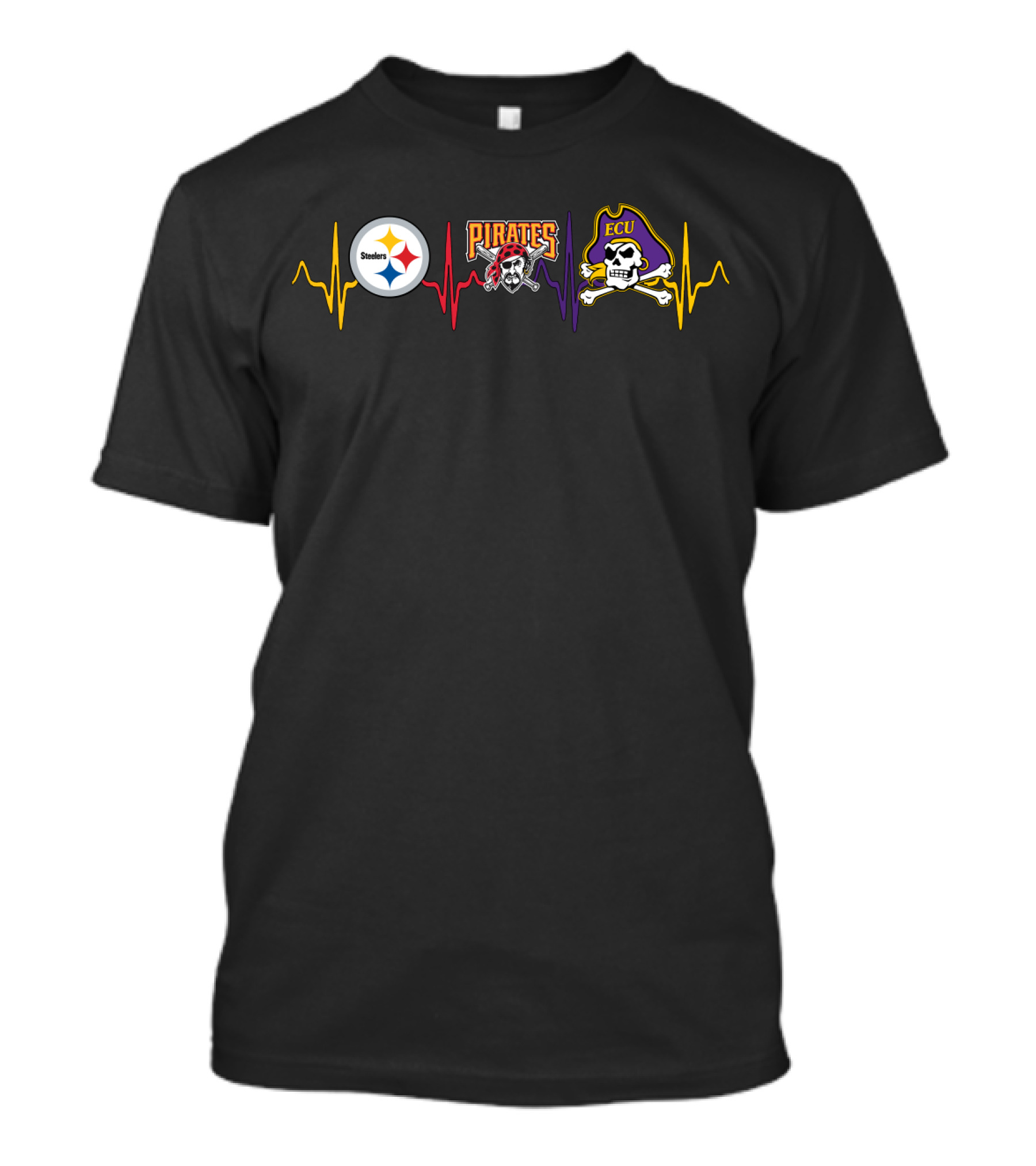 Steelers Pirates Ecu Heartbeat Sports Fan T-Shirt