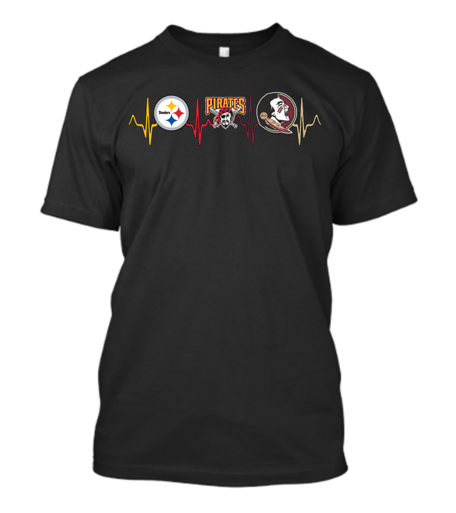 Love Steelers Pirates Fss Heartbeat Logos T-Shirt