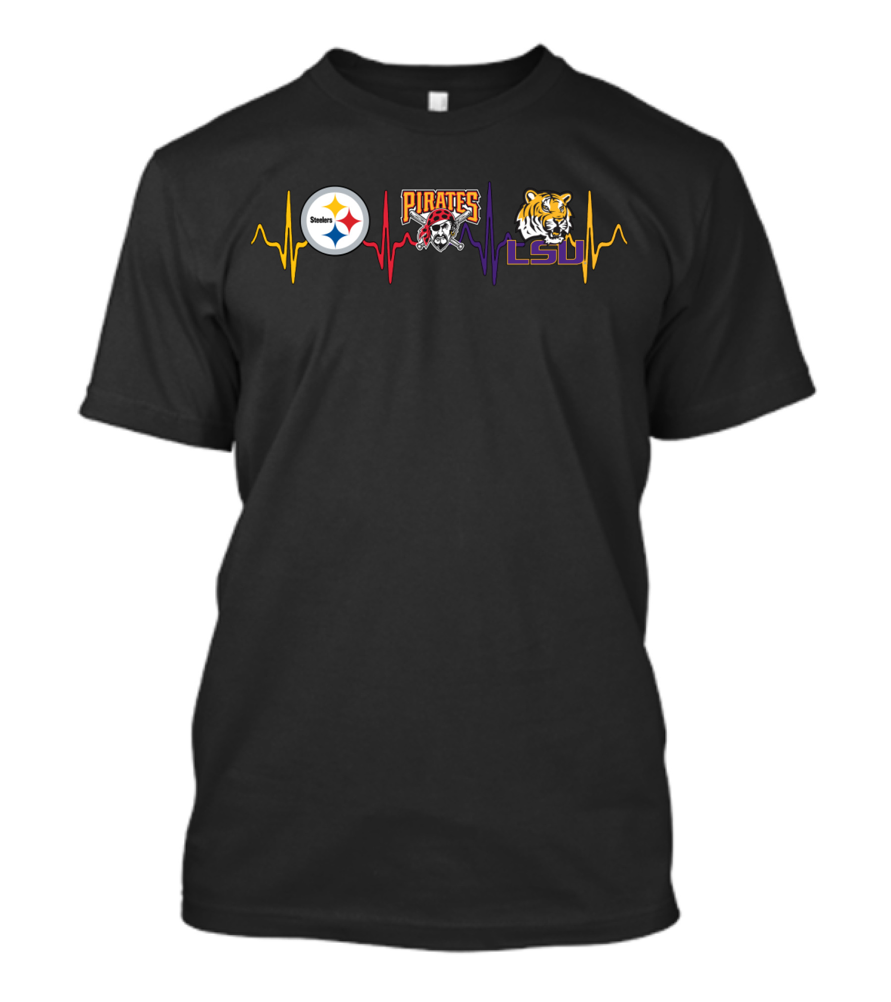 Steelers Pirates Lsu Tigers Heartbeat T-Shirt