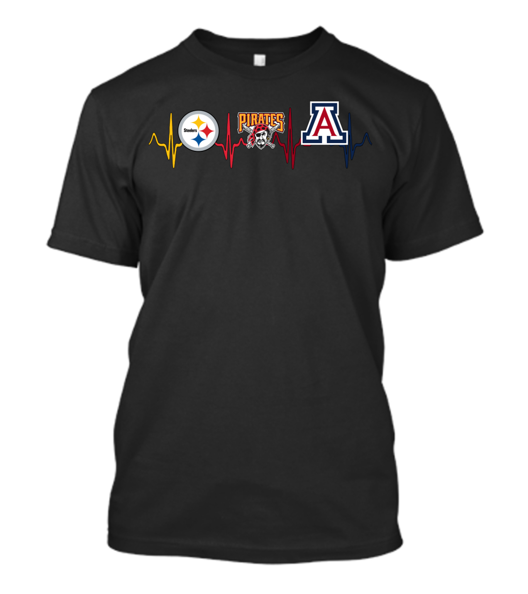 Steelers Pirates Arizona Wildcats Heartbeat T-Shirt