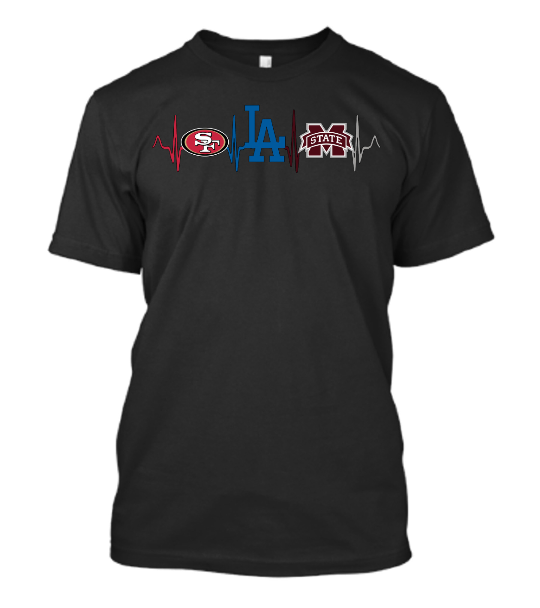 Love 49ers Dodgers Msu Heartbeat T-Shirt