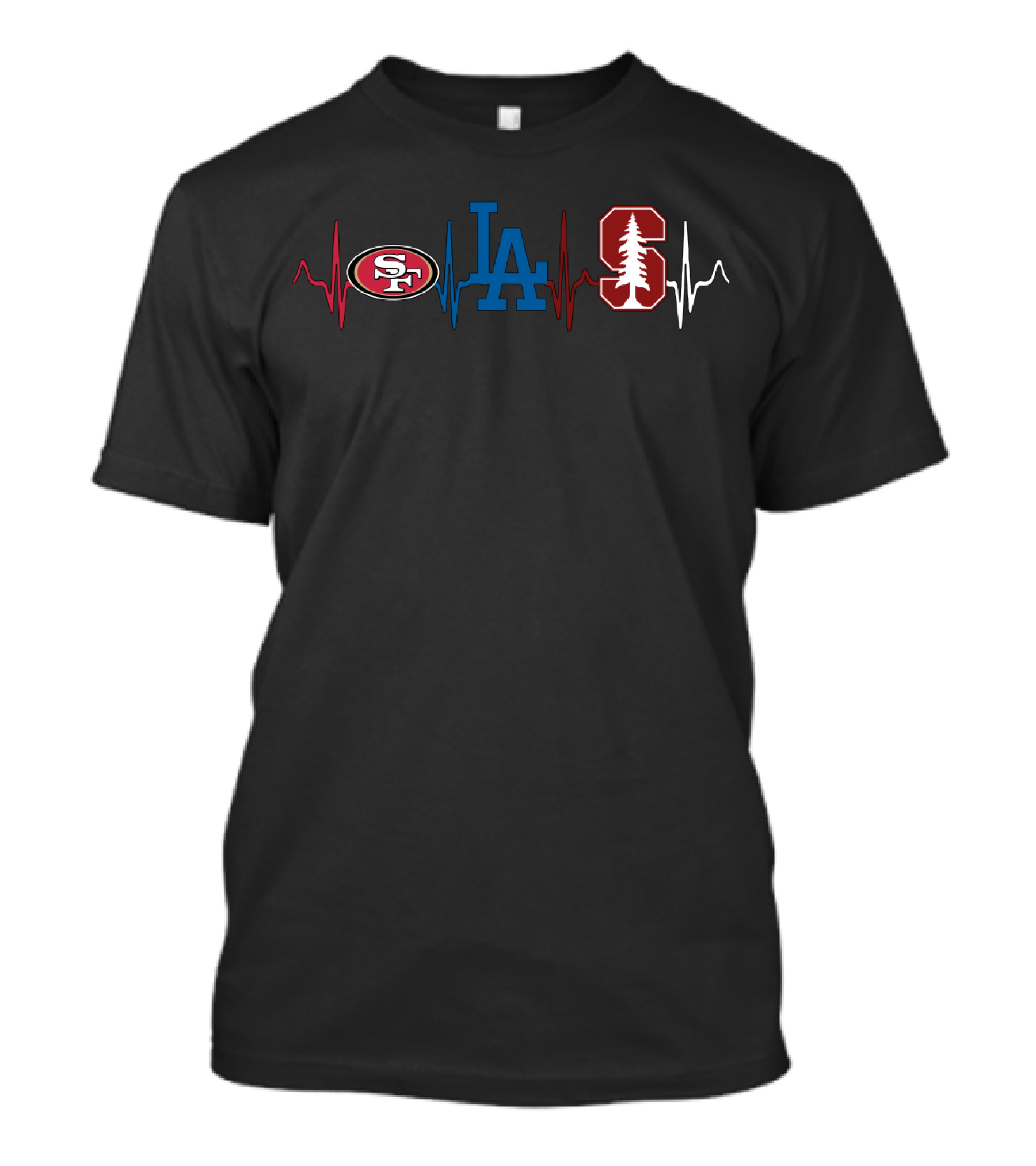 Love 49ers Dodgers Stanford Heartbeat T-Shirt