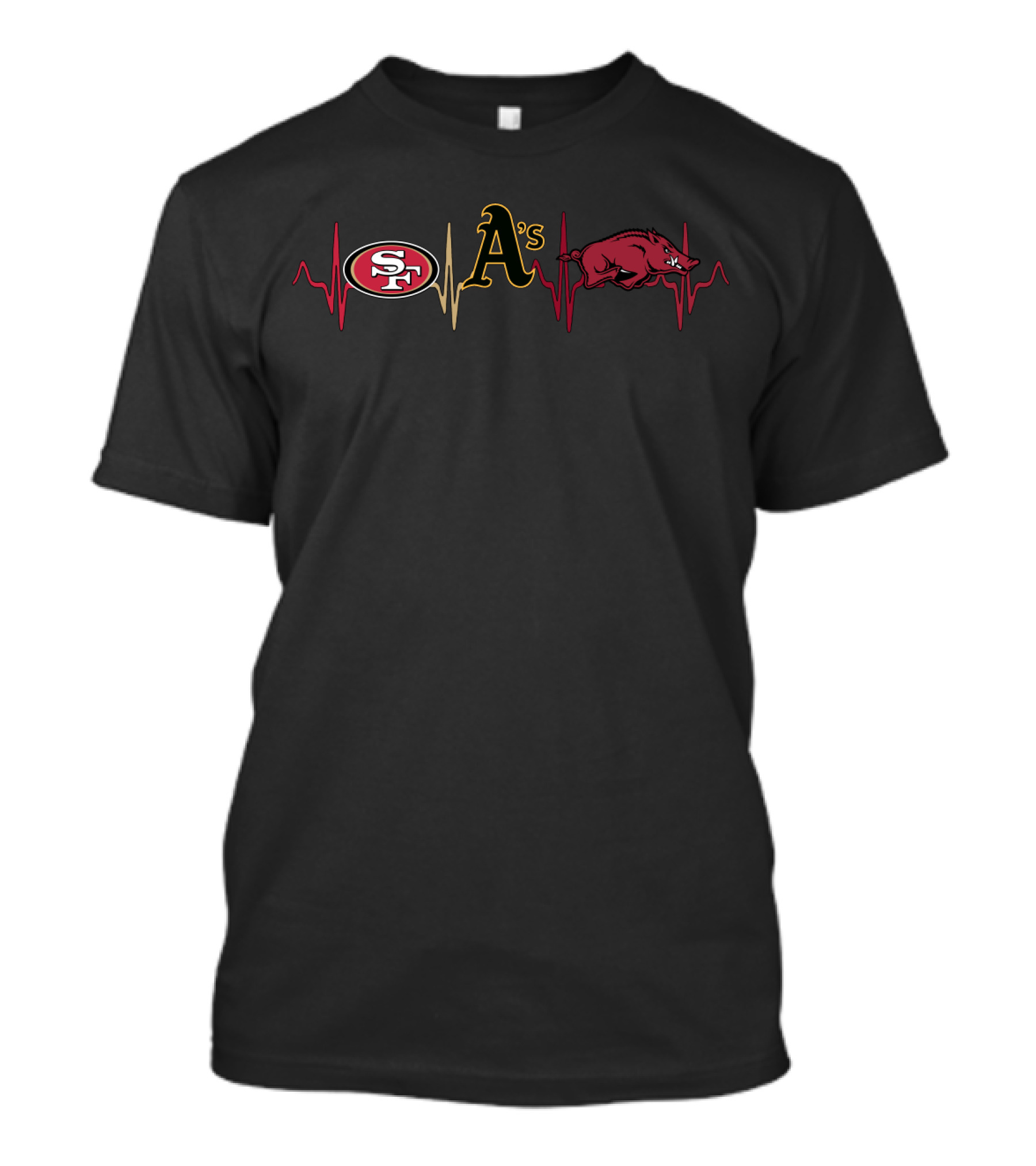 49ers A's Razorbacks Heartbeat T-Shirt