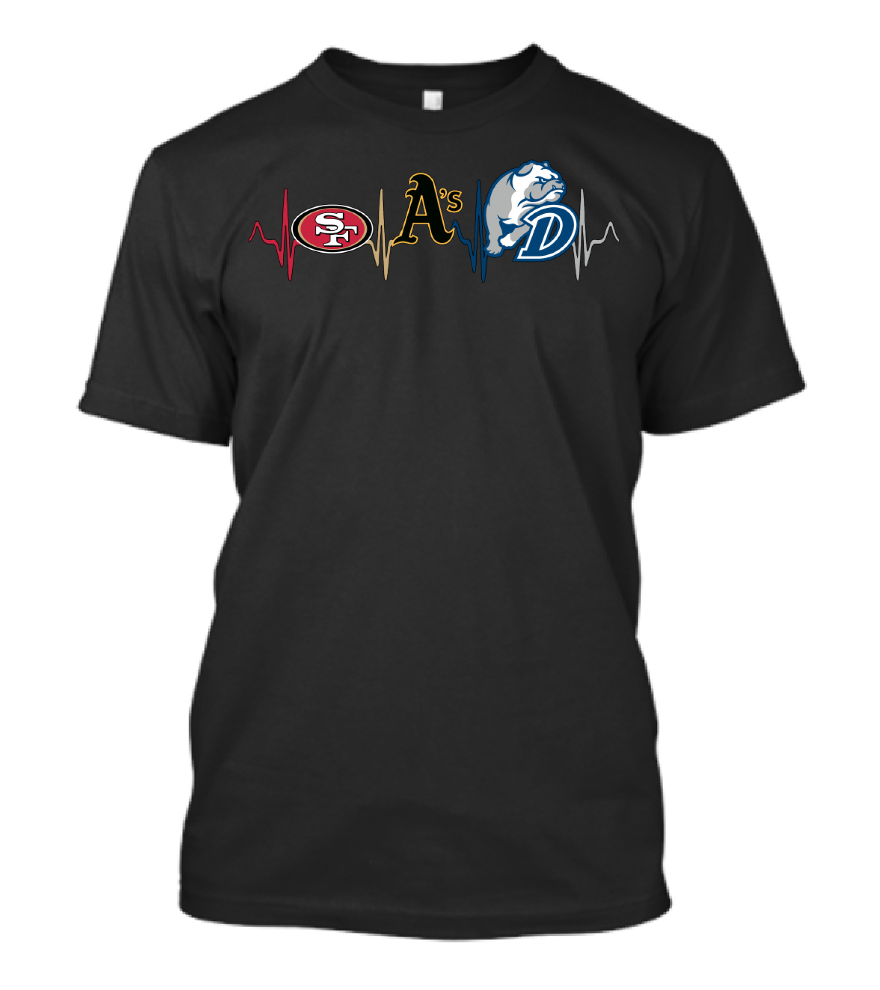 49ers A's Drake Bulldogs Heartbeat T-Shirt