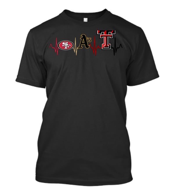 49ers A's Texas Tech Heartbeat T-Shirt