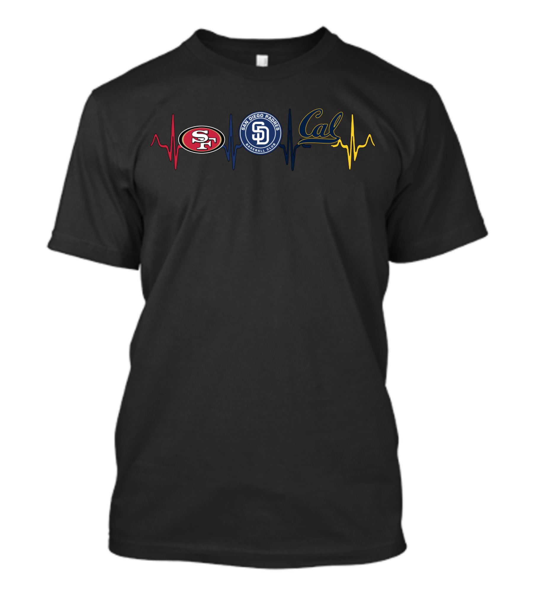 Love 49ers Padres San Diego Cal Heartbeat Cgb T-Shirt