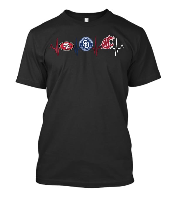 Love 49ers Padres Wsc Heartbeat Logos T-Shirt