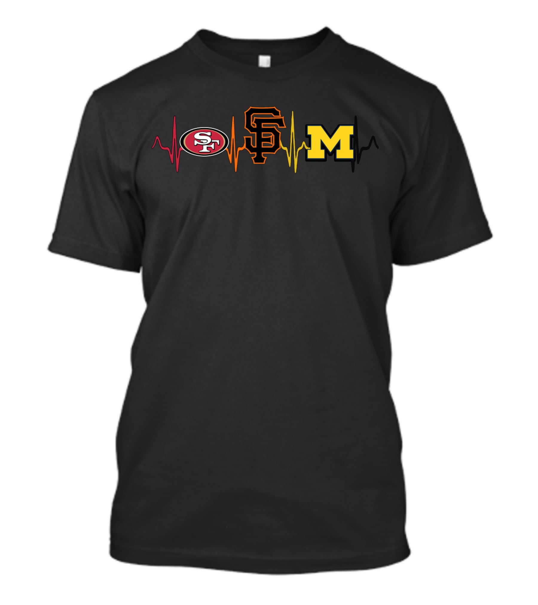 49ers Love Giants Heartbeat Michigan Wolverines T-Shirt
