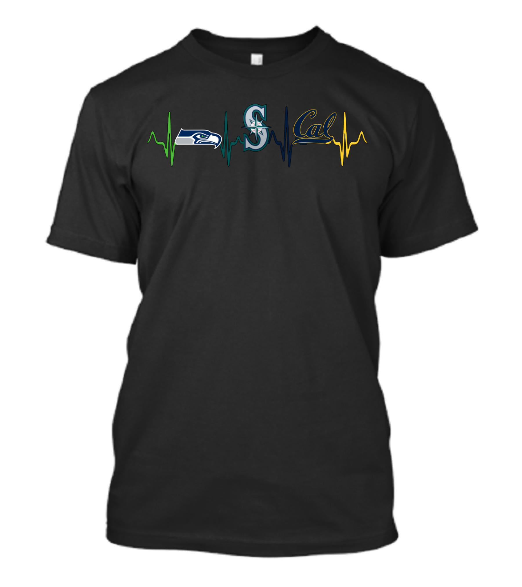 Love Seahawks Mariners Cal Bears Heartbeat T-Shirt