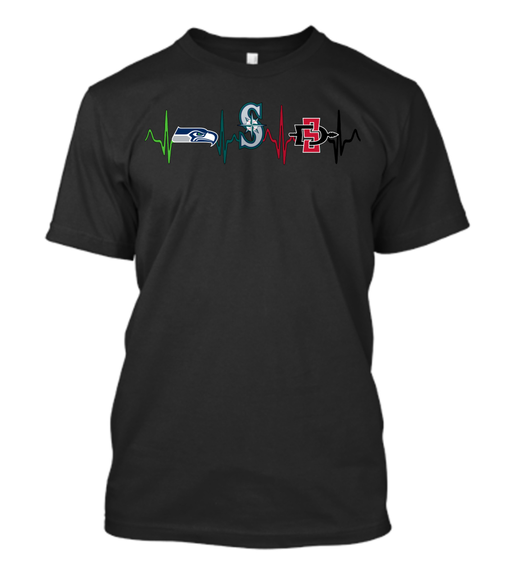Seahawks Mariners Sdsu Heartbeat T-Shirt