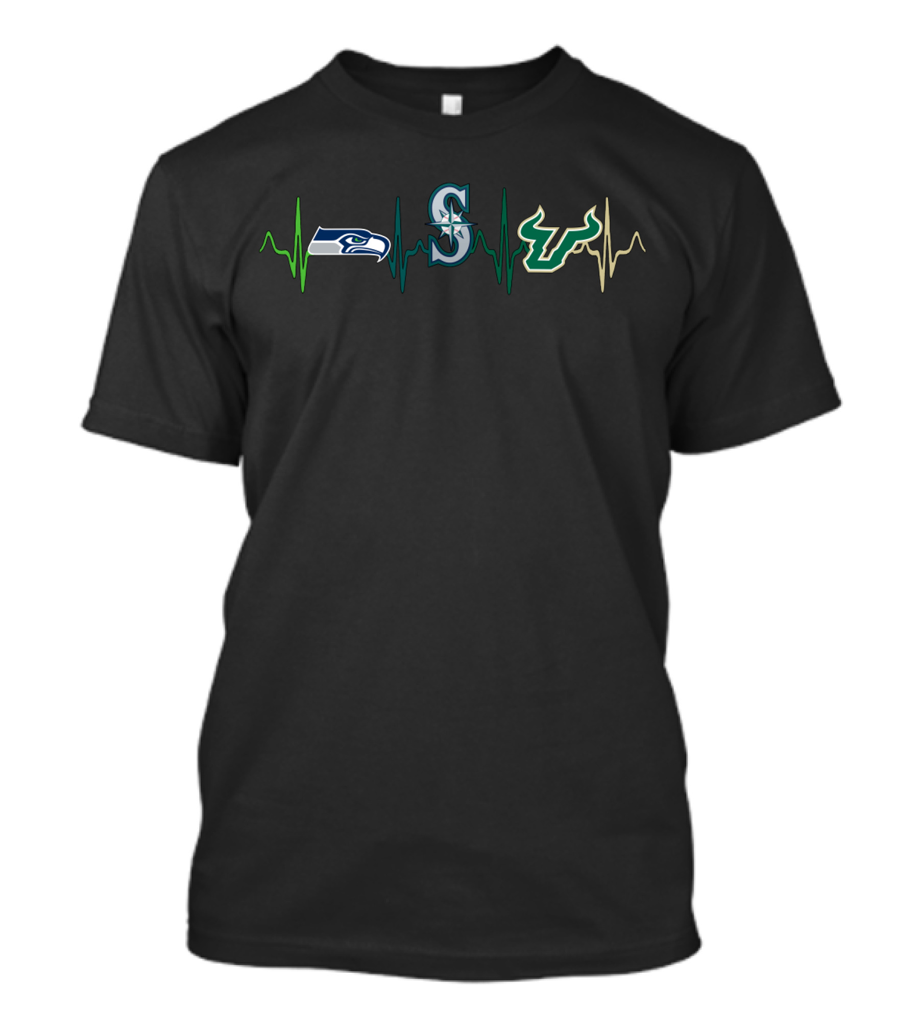 Seahawks Mariners Bulls Heartbeat T-Shirt