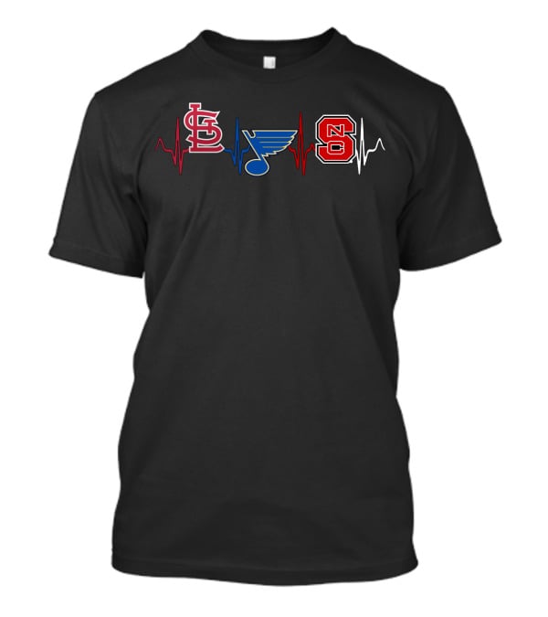 Love Stl Cardinals Blues Nc State Heartbeat T-Shirt