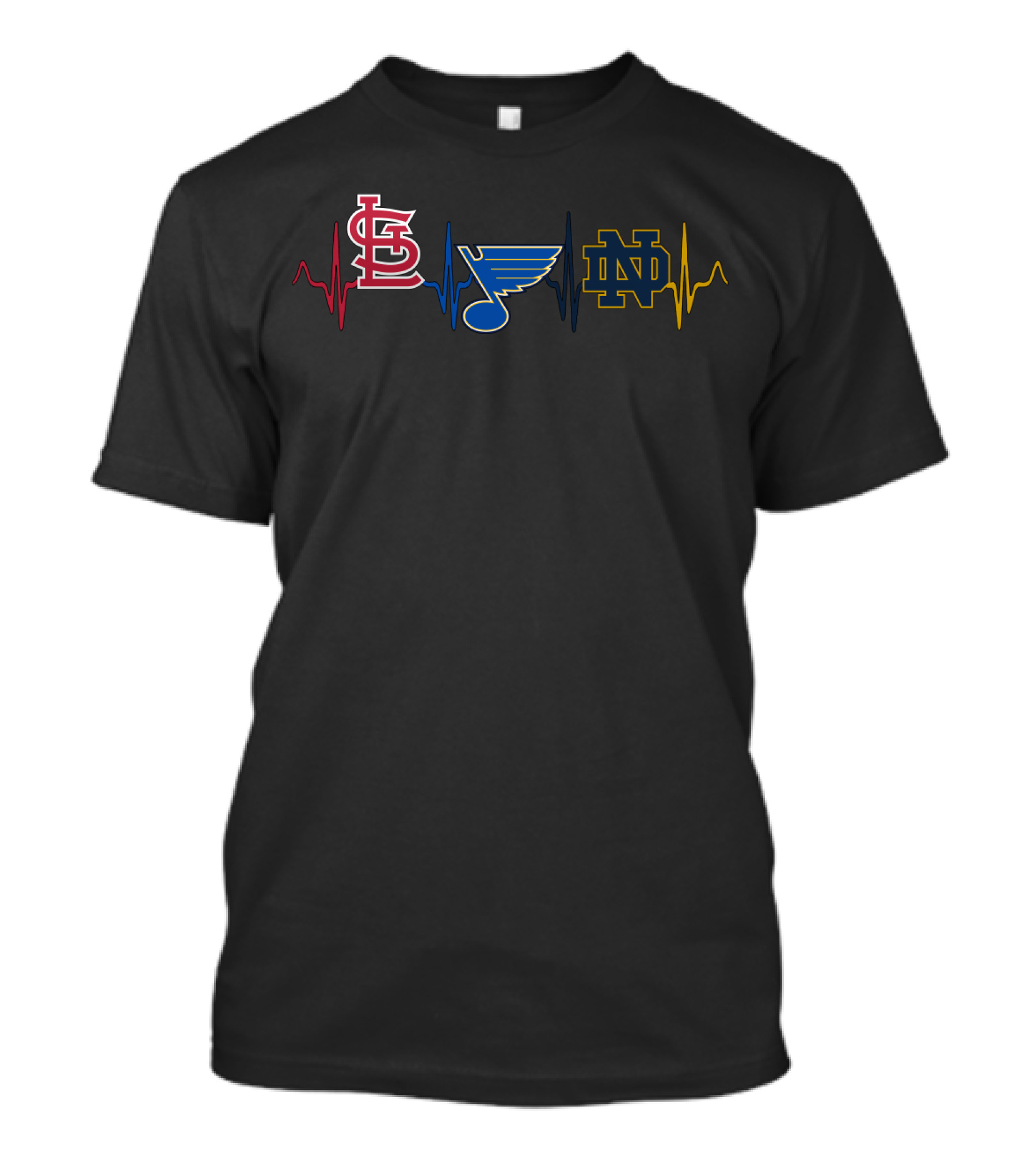 Love Stcardinals Blues Ndfi Heartbeat T-Shirt