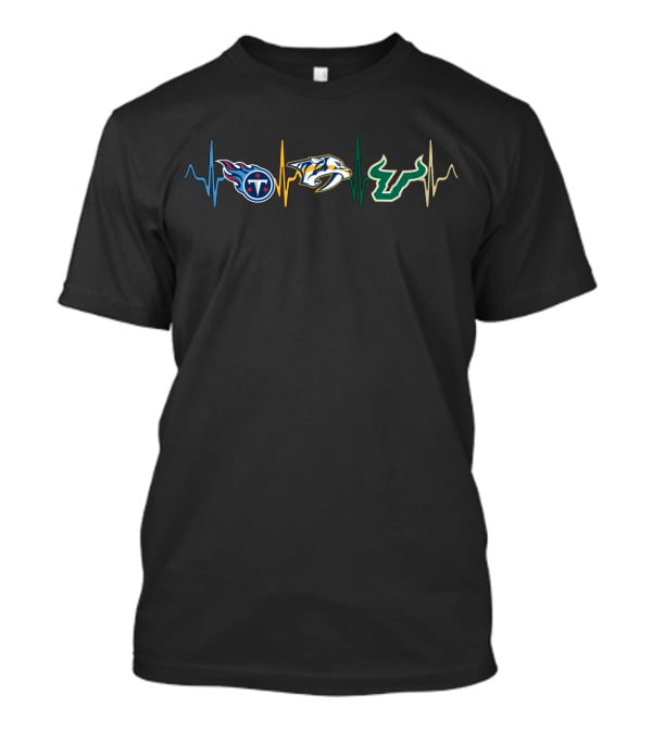 Tennessee Titans Nashville Predators Usf Bulls Heartbeat Love Sfb T-Shirt