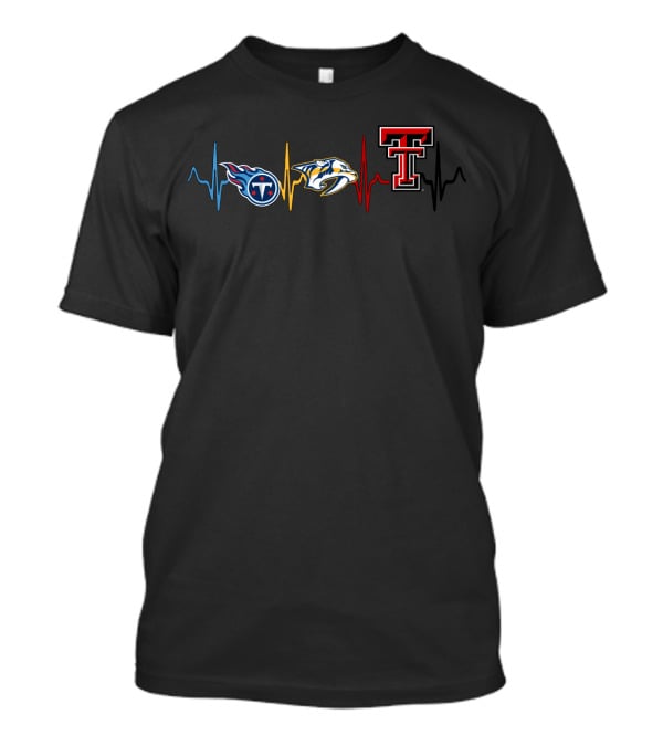 Tennessee Titans Nashville Predators Texas Tech Red Raiders Heartbeat T-Shirt