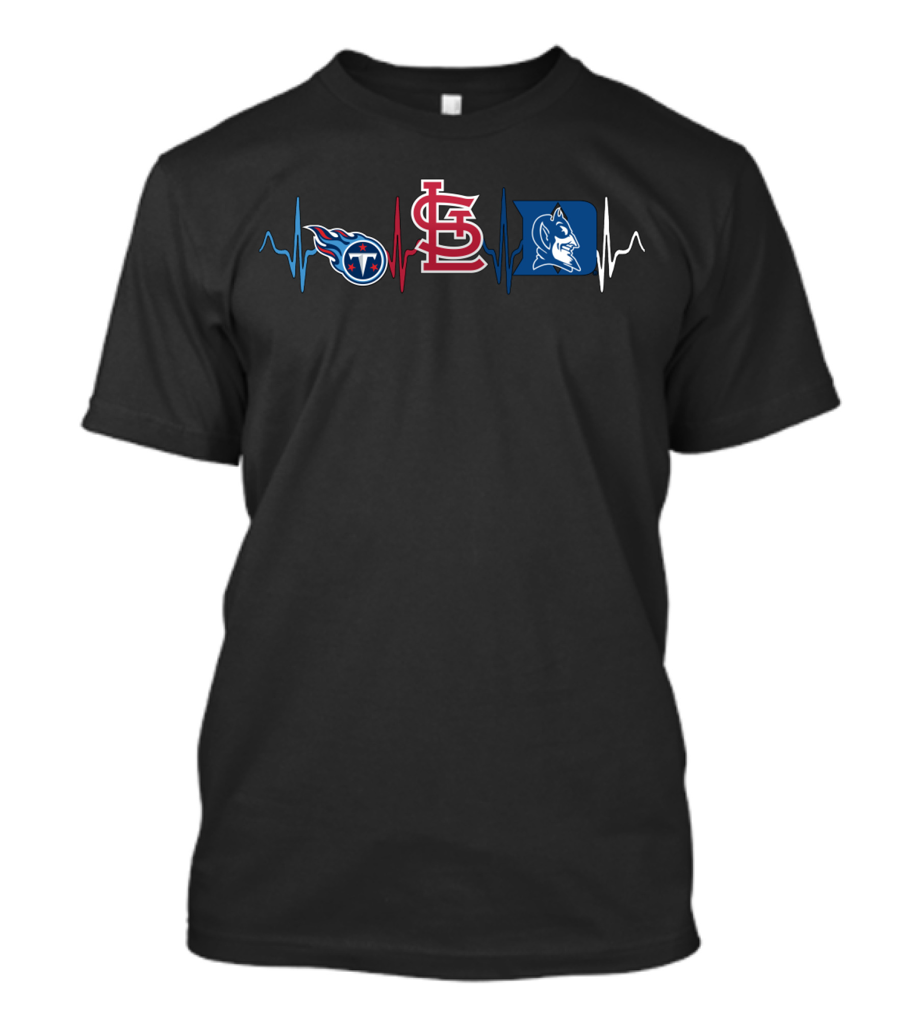 Tennessee Titans St. Louis Cardinals Duke Blue Devils Heartbeat T-Shirt