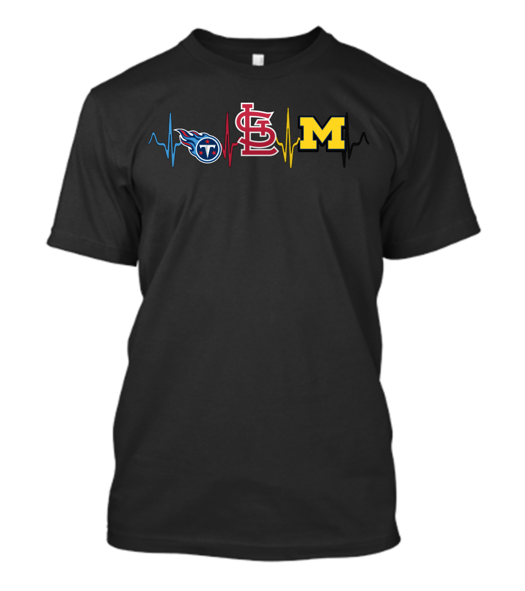 Tennessee Titans St. Louis Cardinals Michigan Wolverines Heartbeat T-Shirt