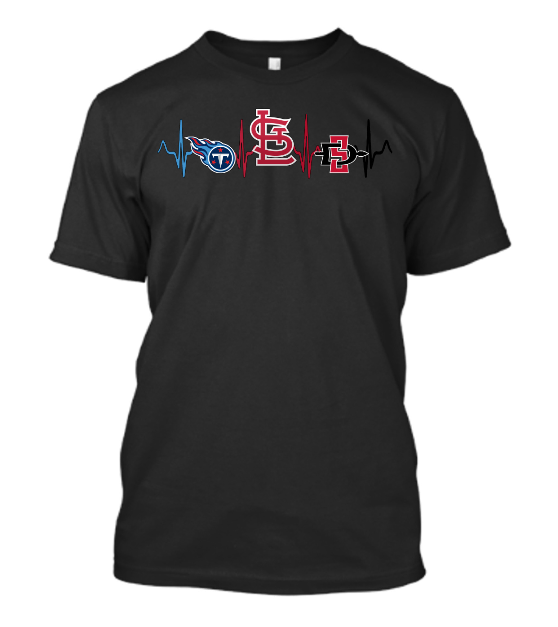 Tennessee Titans St. Louis Cardinals San Diego State Aztecs Heartbeat T-Shirt