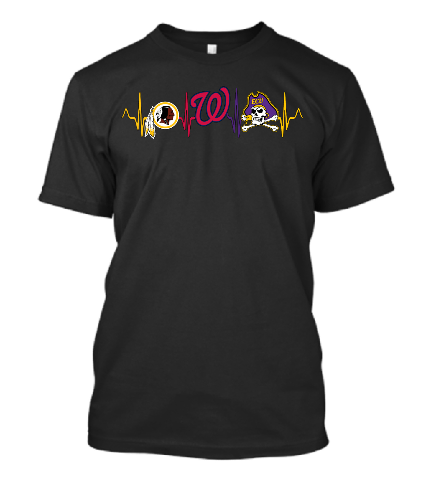 Redskins Nationals Ecu Pirates Heartbeat T-Shirt