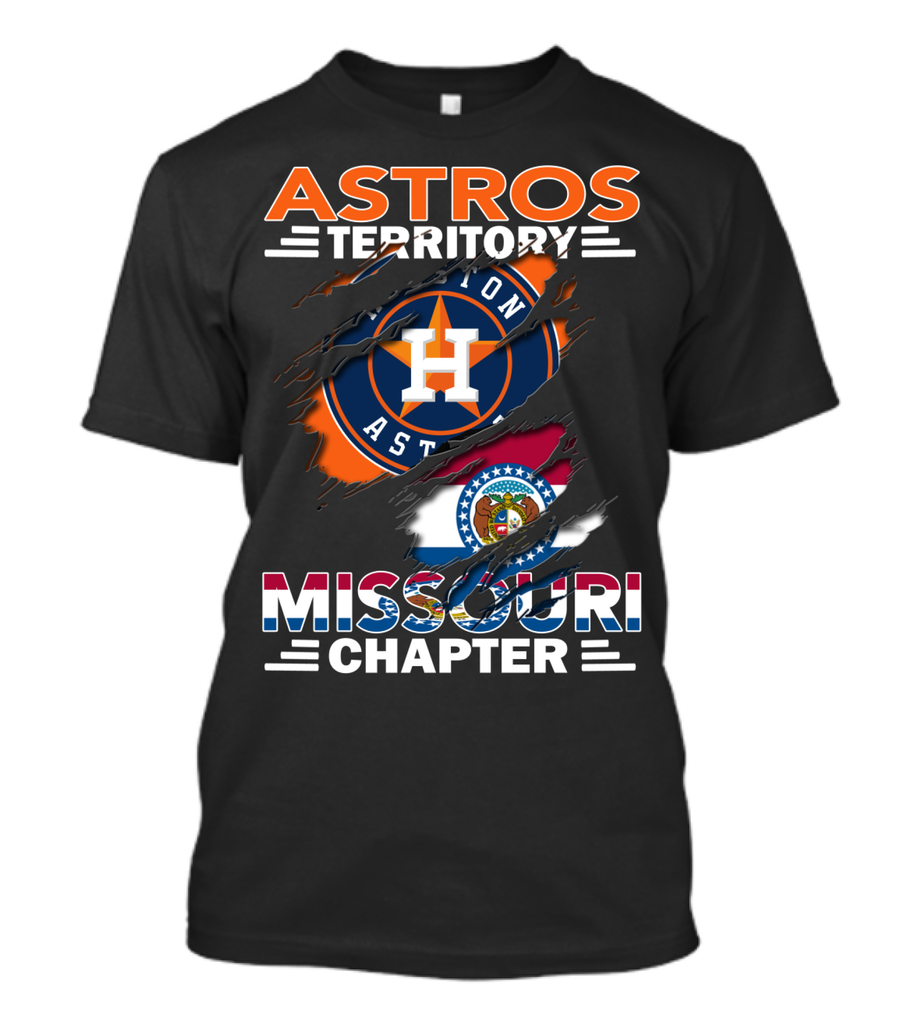 Astros Territory Missouri Chapter Houston Logo State Flag T-Shirt