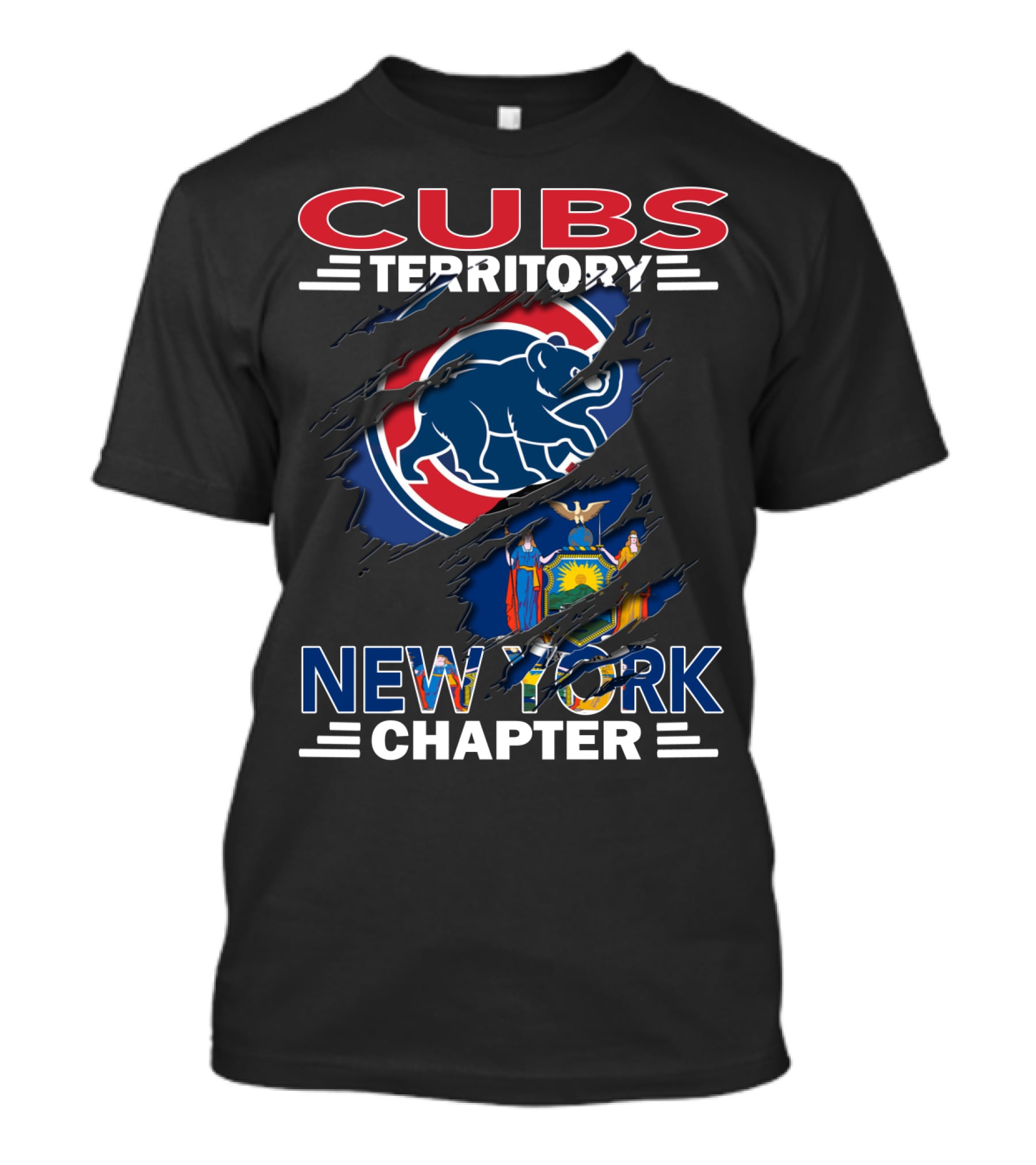 Cubs Territory New York Chapter Emblem With New York State Flag And Cubs T-Shirt