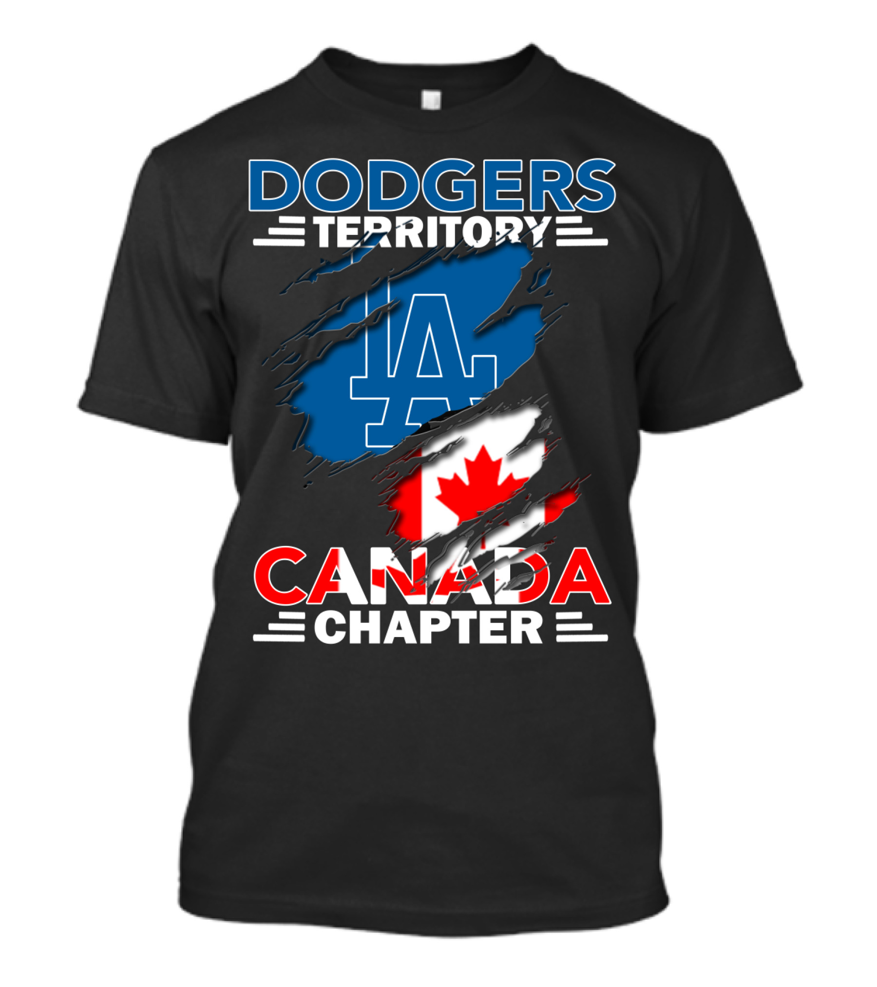 Dodgers Territory LA Logo Canada Chapter With Canadian Flag T-Shirt