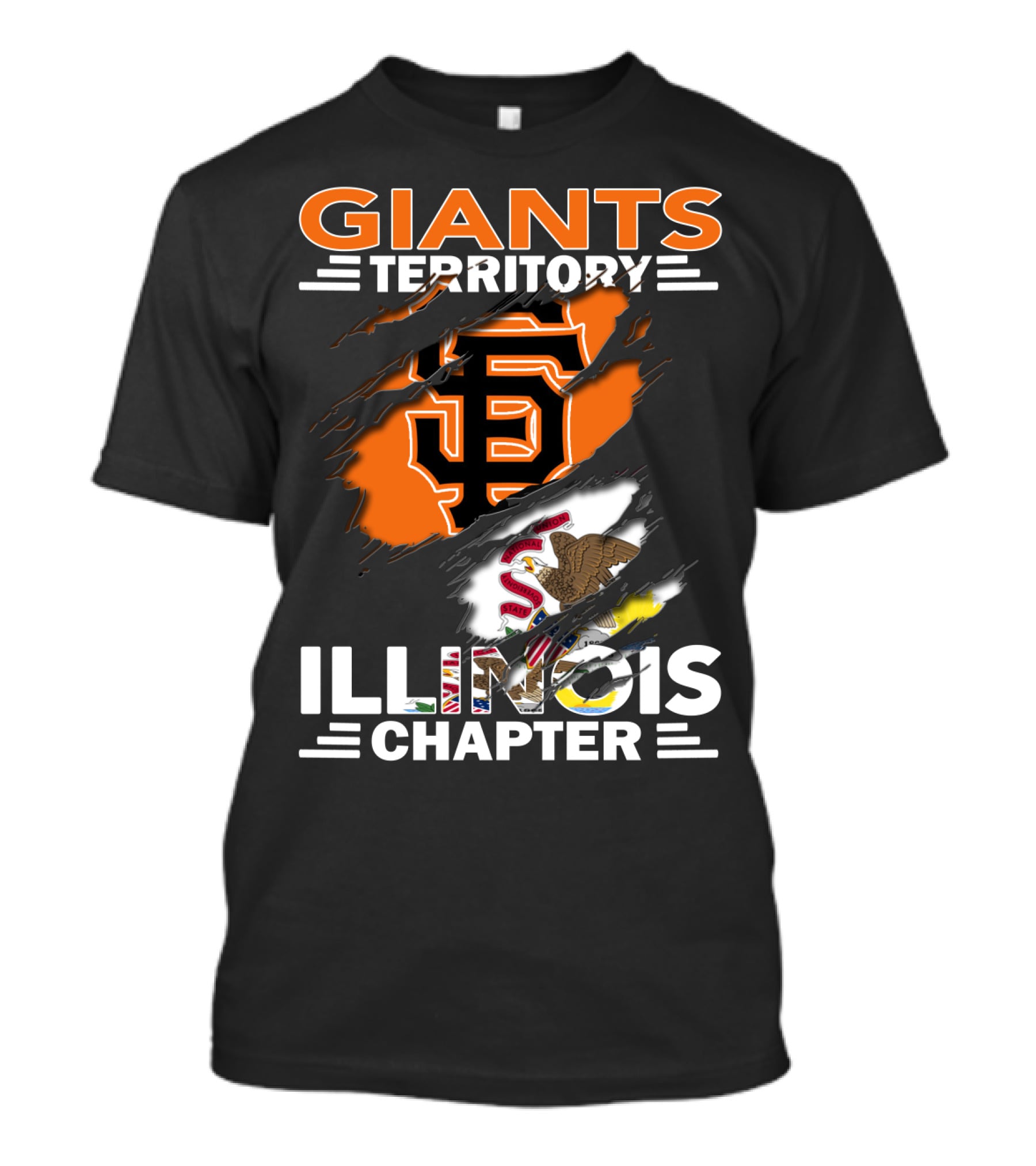 Giants Territory Illinois Chapter Sf Logo Illinois Flag T-Shirt