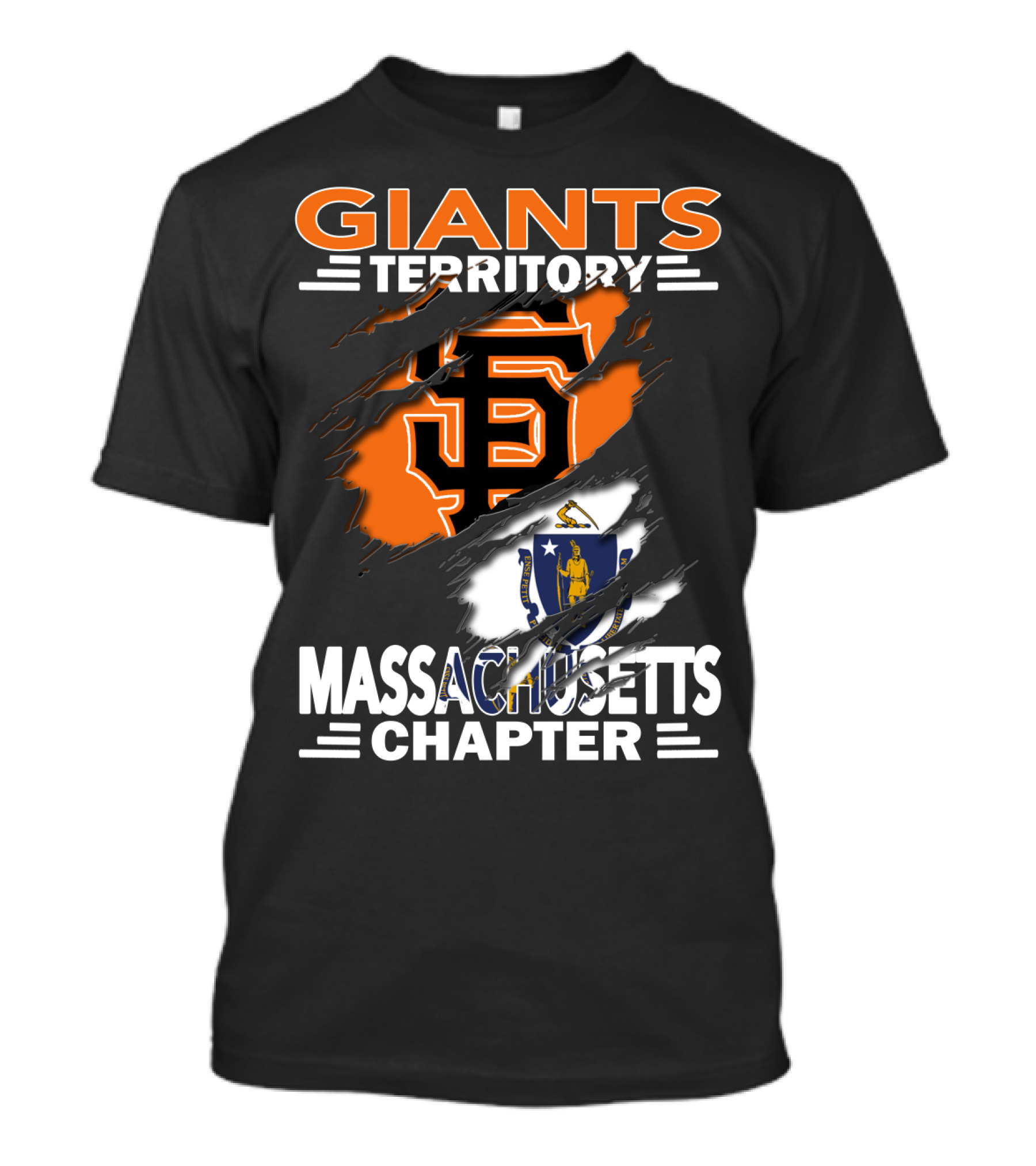 Giants Territory Massachusetts Chapter Sf Logo State Flag T-Shirt