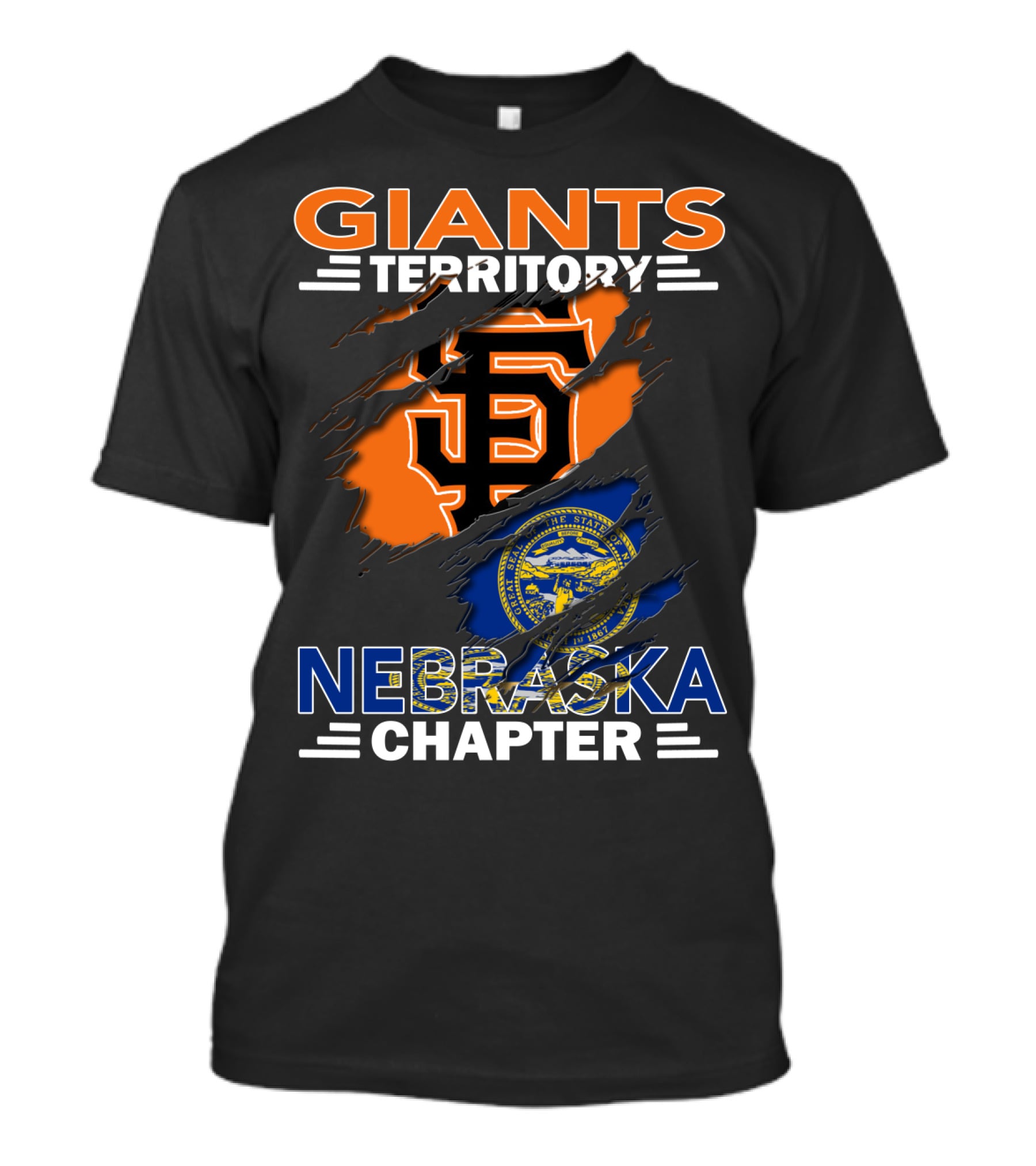 Giants Territory Nebraska Chapter Sf Logo And State Flag T-Shirt