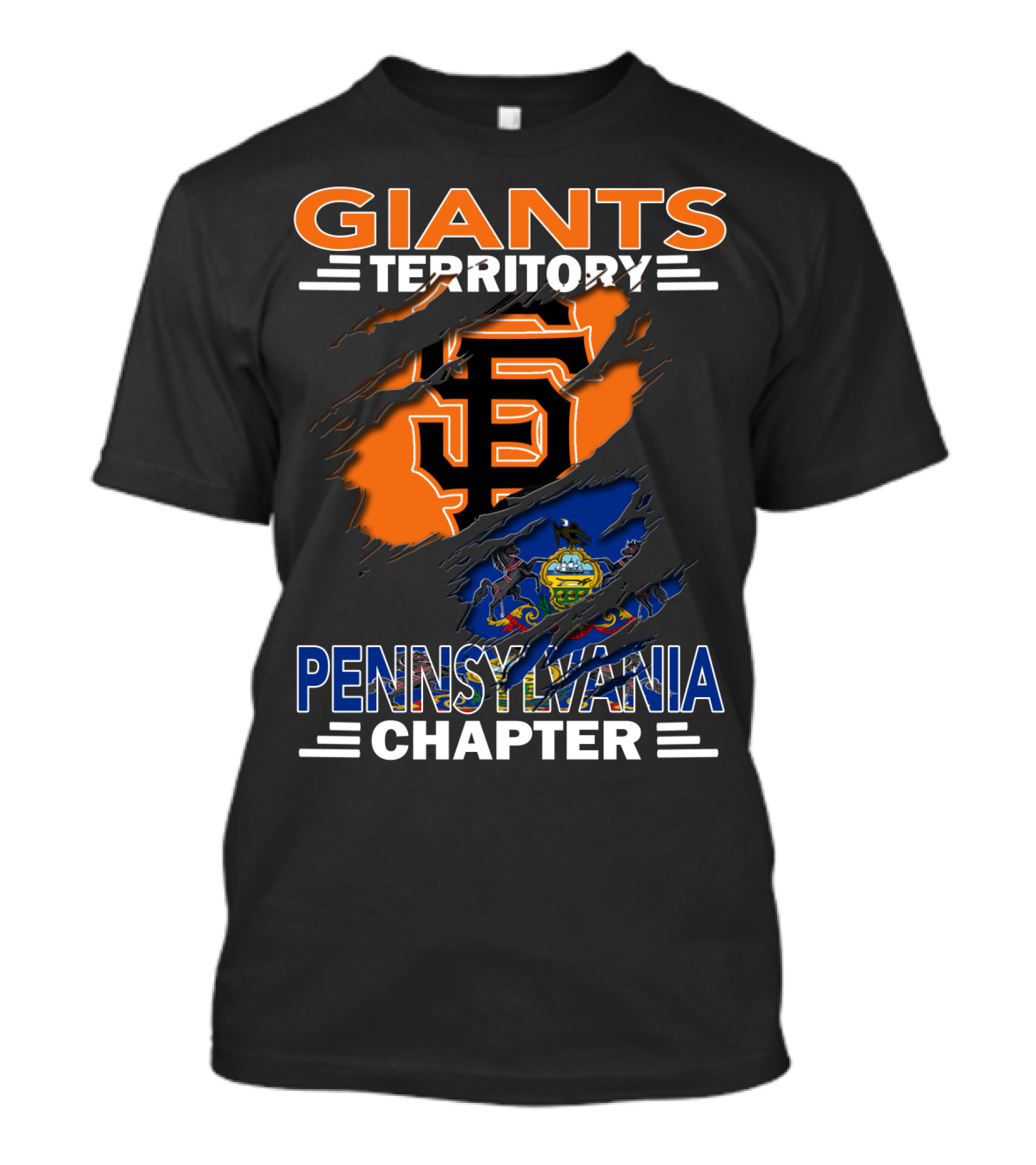 Giants Territory Pennsylvania Chapter San Francisco Giants Logo And Pennsylvania State Symbol T-Shirt