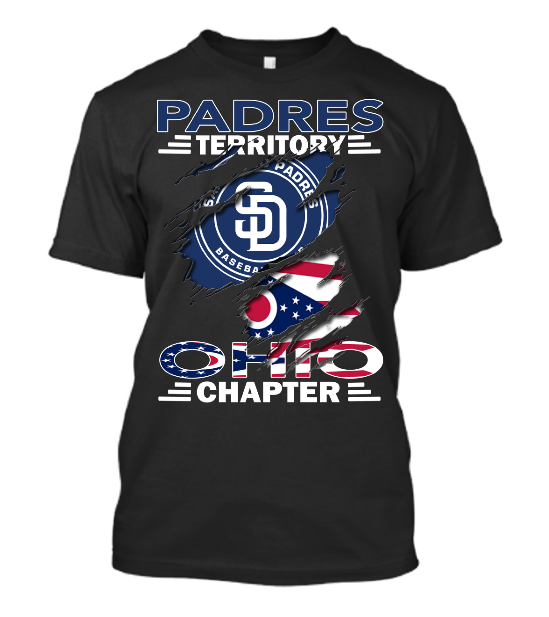 Padres Territory SD Baseball Badge Ohio Chapter Flag Combo T-Shirt