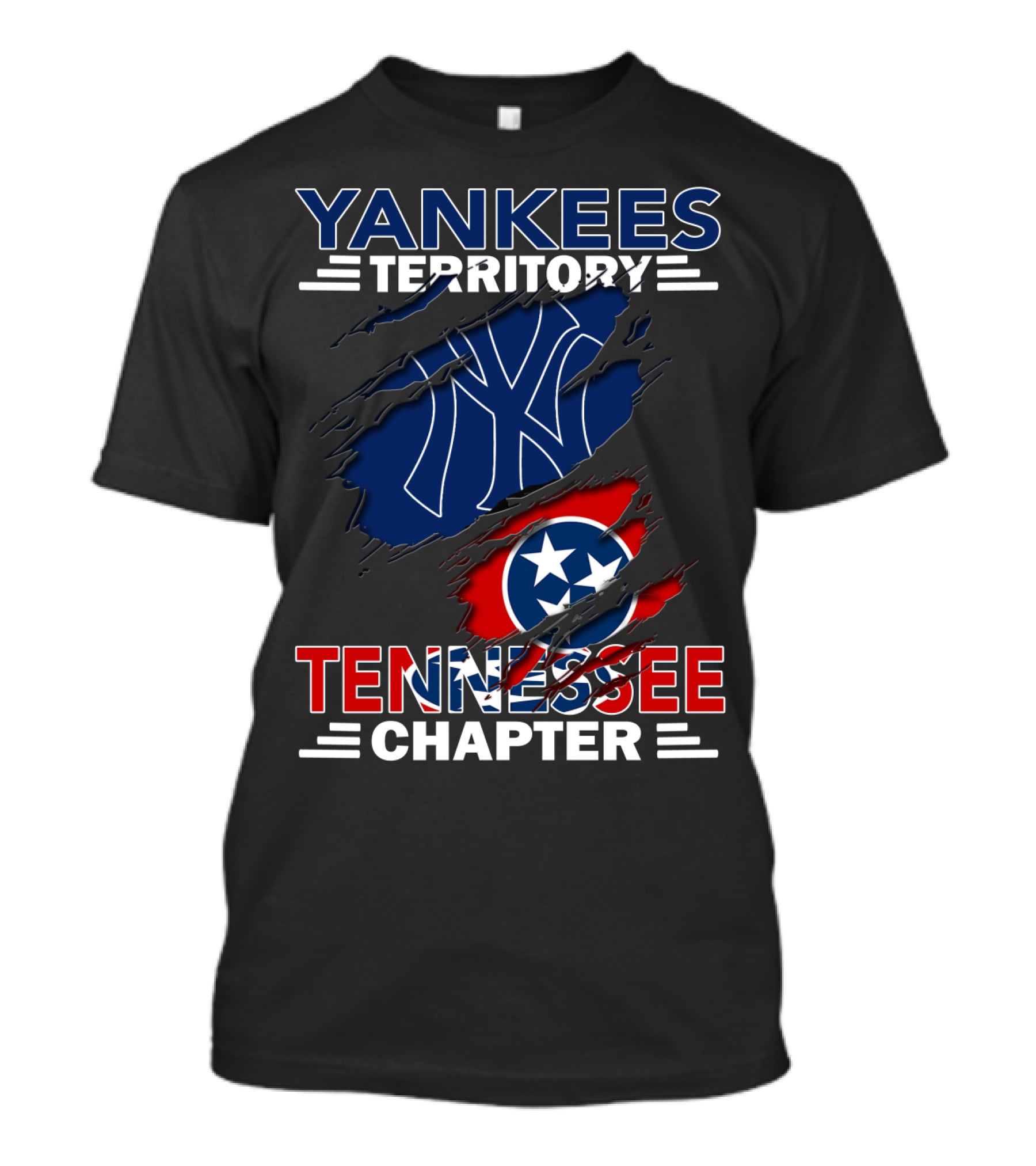 Yankees Territory Tennessee Chapter NY Logo And Tennessee Flag T-Shirt