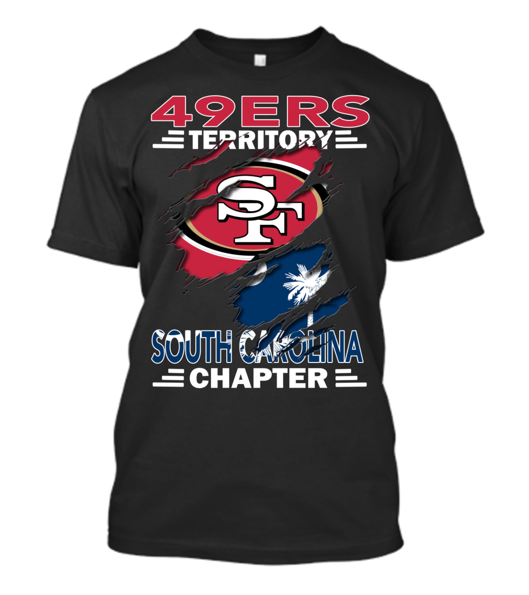 49ers Territory South Carolina Chapter SF Logo Palmetto Flag T-Shirt